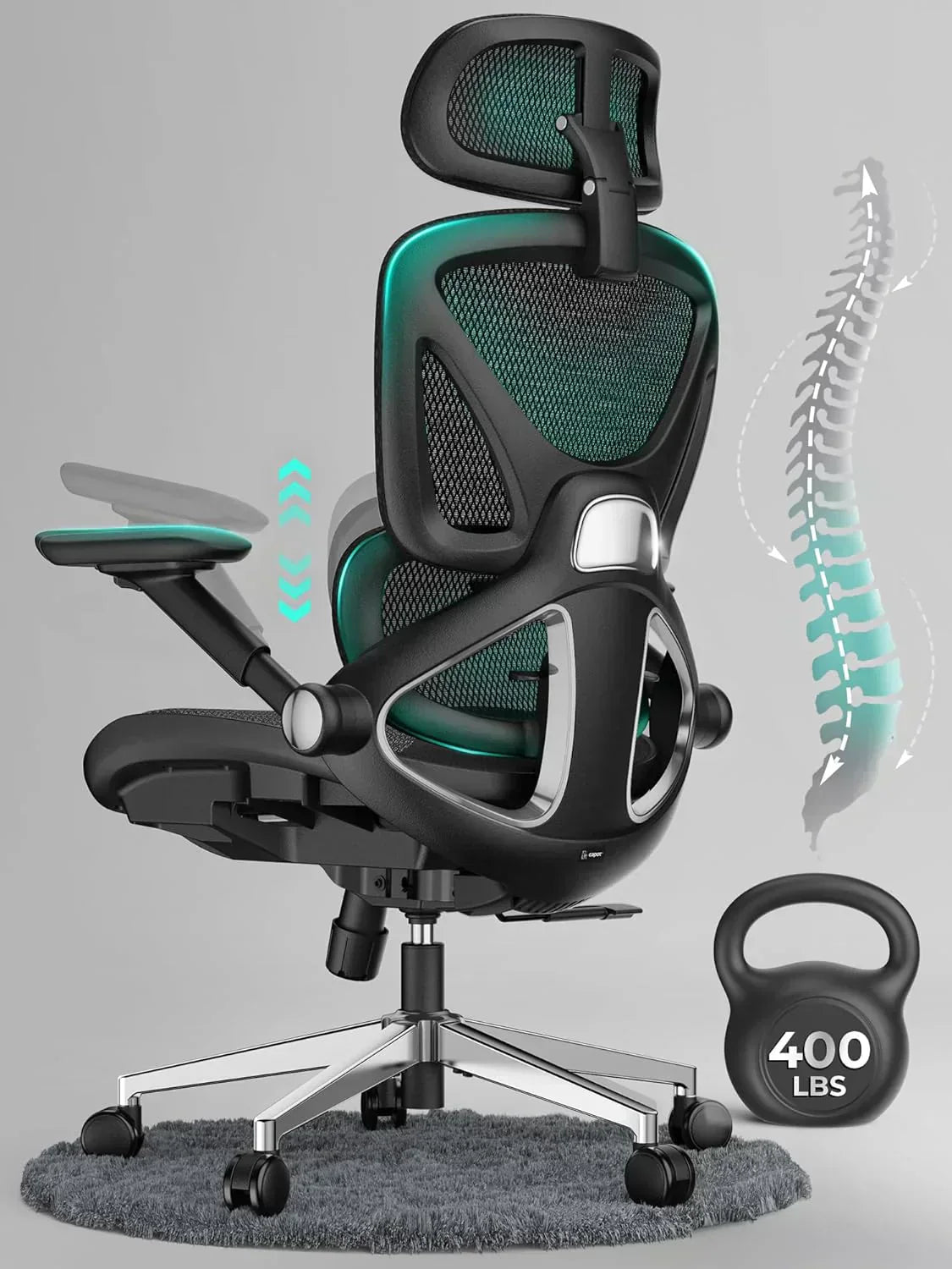 Ergonomic Mesh Office Chair with Adjustable Lumbar High Back Desk Chair 400 lbs wourant
