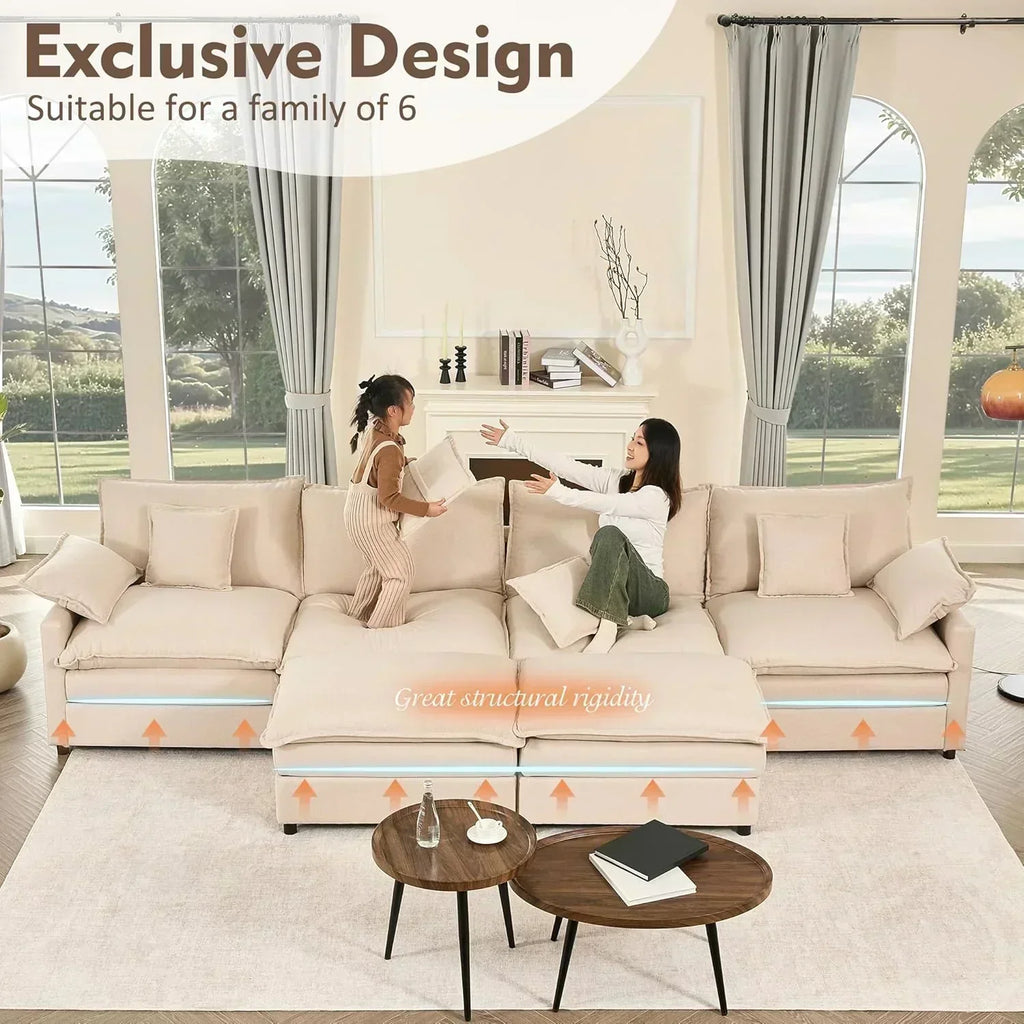 108" U-shaped sofa modular sofa three-seater comfortable cloud sofa wourant