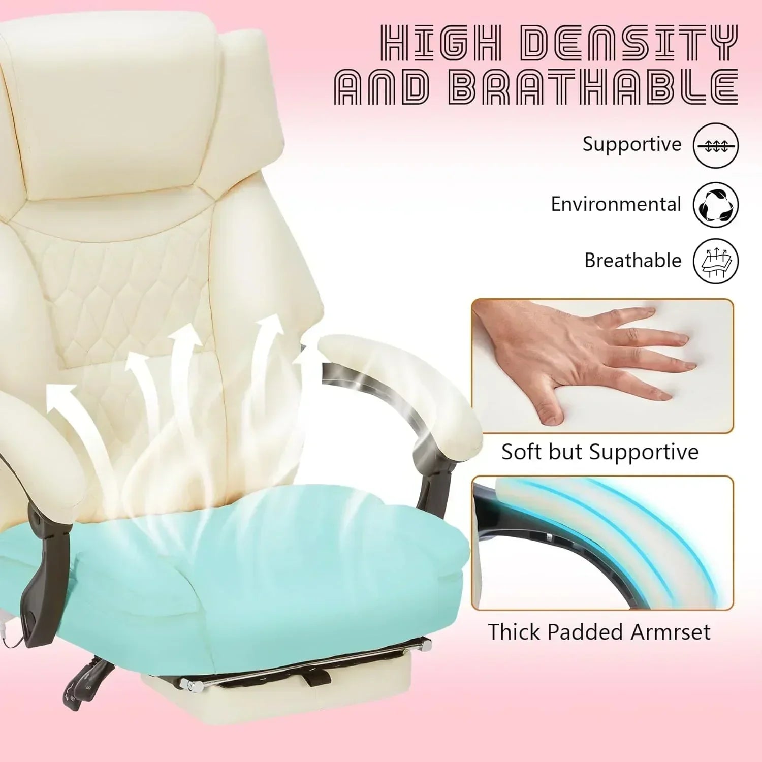 Massage Office Chair with Footrest 6 Point Vibration and Heating Home Office Desk Chair wourant