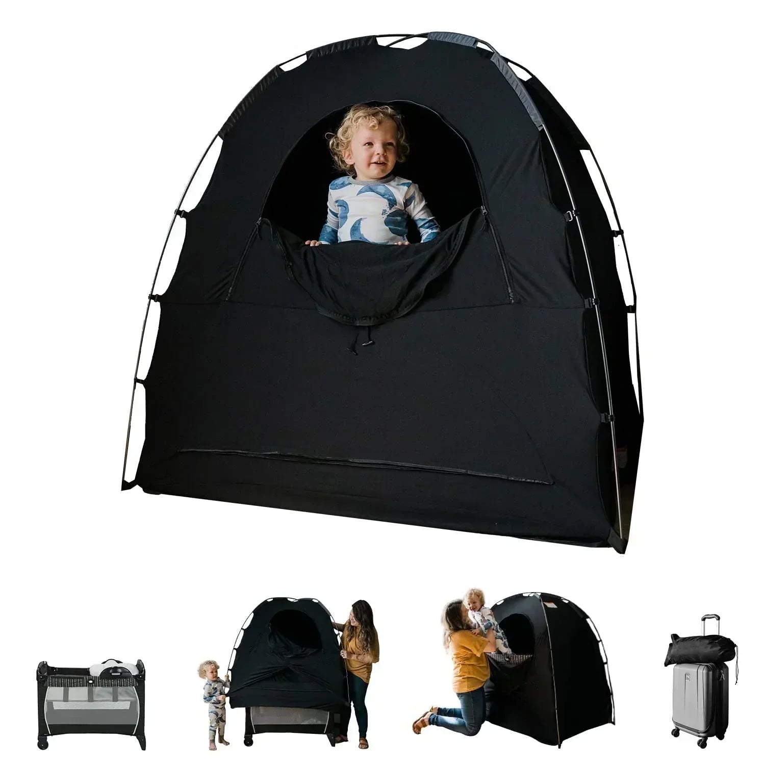 Portable Sleep Pod Baby Blackout Canopy Crib Cover wourant