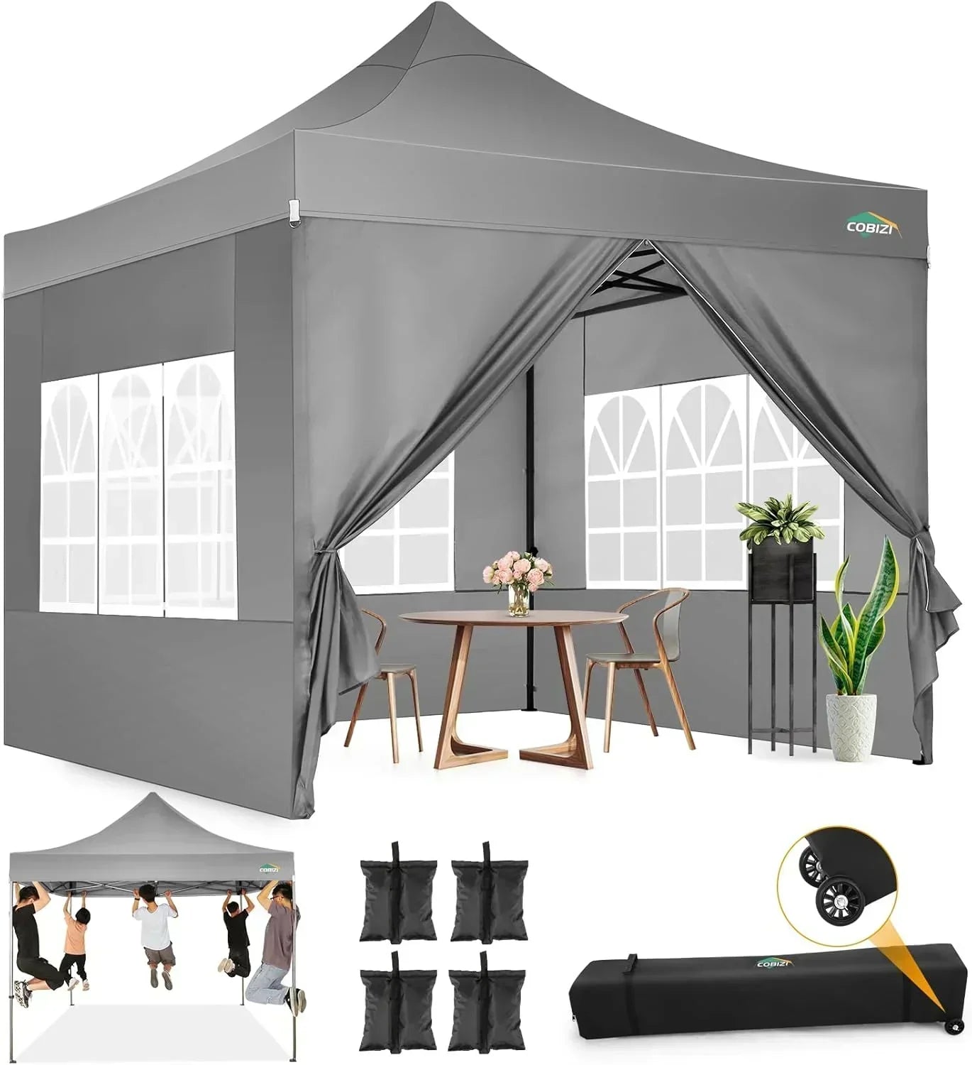 COBIZI 10x20 Heavy Duty Pop up Canopy Tent 6 sidewalls Commercial Canopy Wedding Party Tents wourant