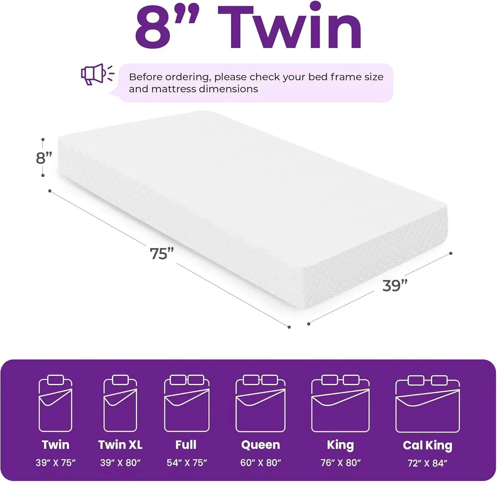 GAESTE 8-inch Fully Cooling Gel Memory Foam Mattress Mattress-in-a-Box wourant