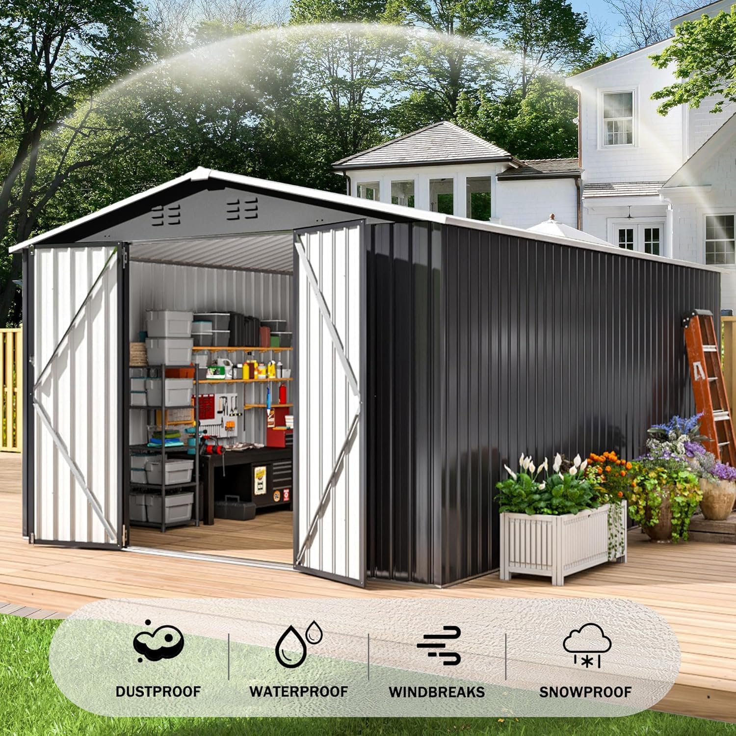 polar aurora 8x12 ft outdoor storage shed metal garden shed frame structure tool sheds wourant