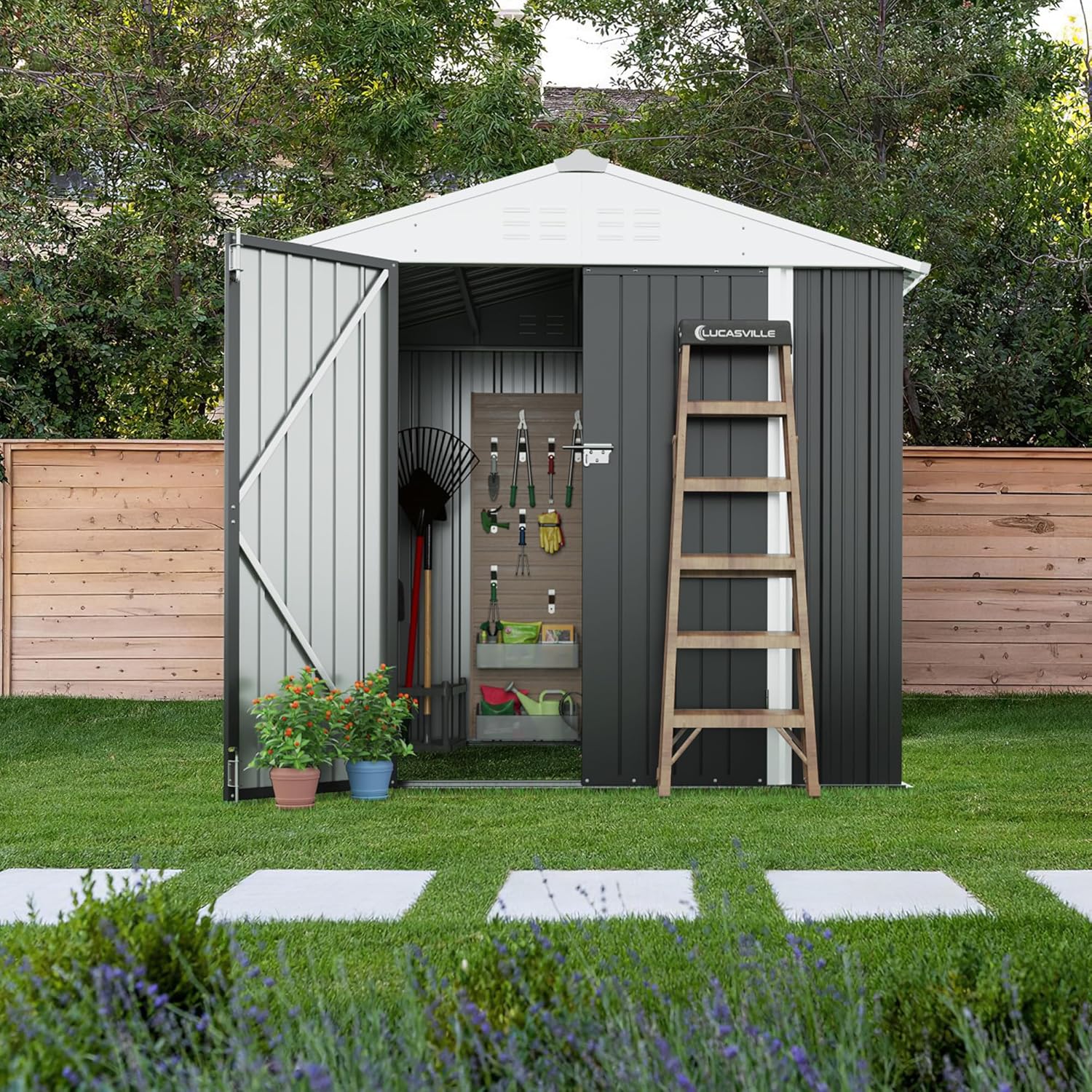 Devoko Outdoor Storage Shed Lockable Metal Garden Shed Steel Anti-Corrosion Storage House wourant