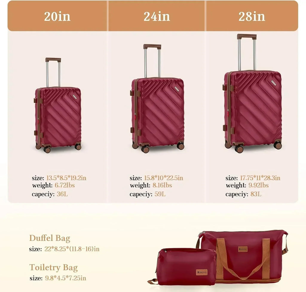 5 piece luggage set expandable suitcase 22x14x9 aviation certified durable waterproof travel set wourant
