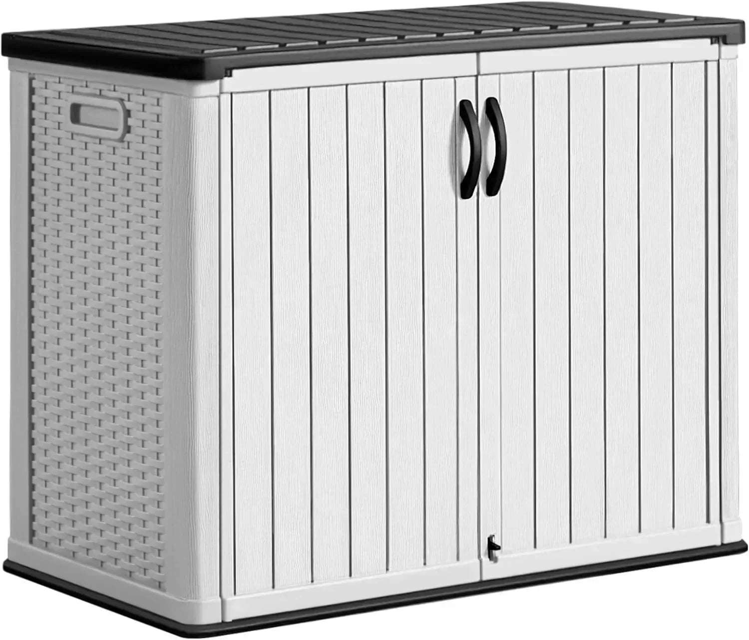 Greesum Outdoor Horizontal Storage Shed 27 Cu.ft Resin Large Storage Box for Garden Patio wourant