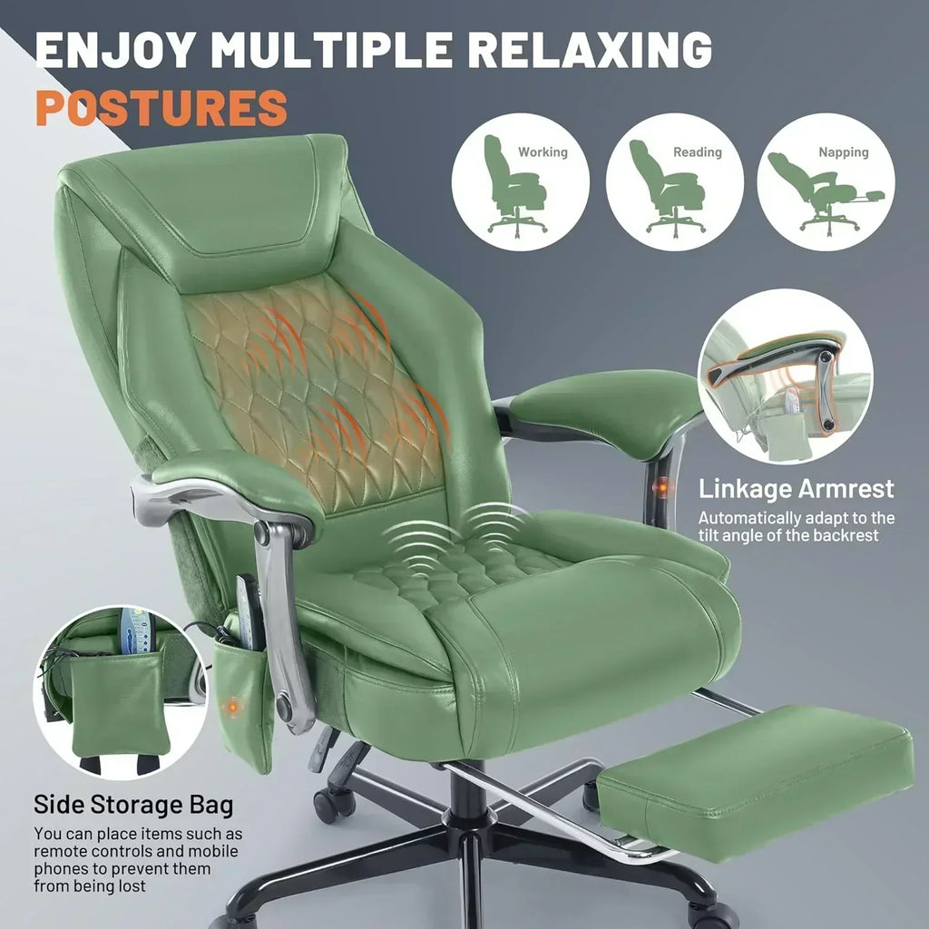 Massage Office Chair with Heating and Footrest Ergonomic Executive Reclining Office Chair wourant