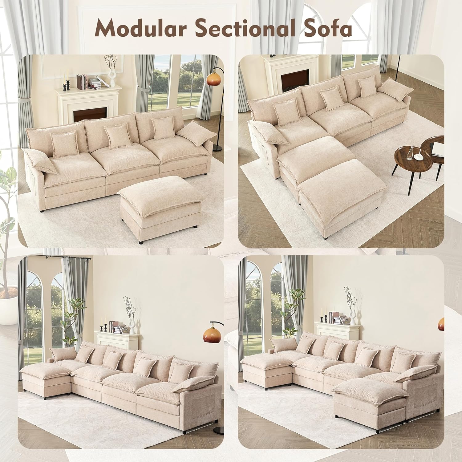 108" U-shaped sofa modular sofa Comfortable cloud sofa wourant