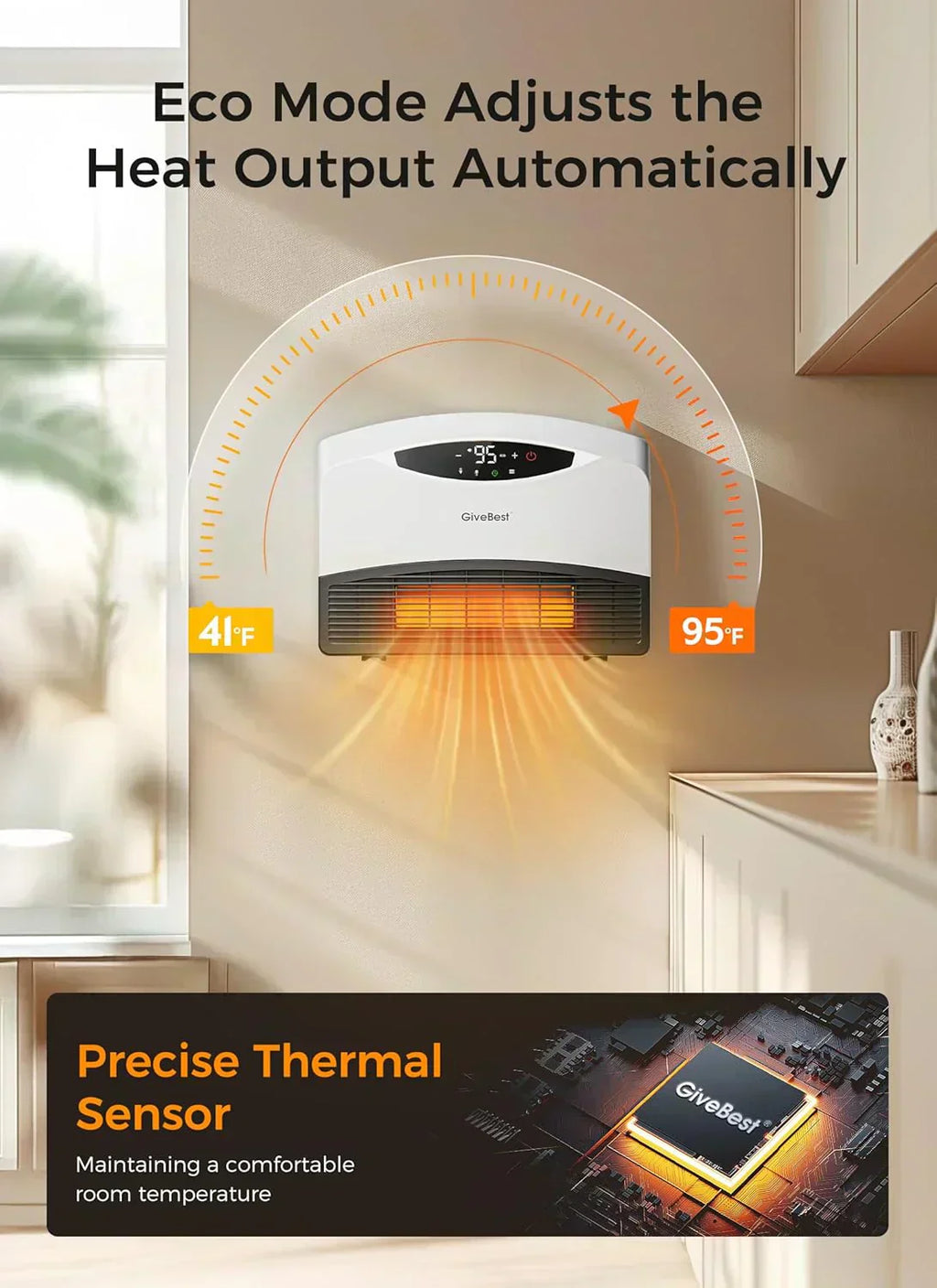 Wall mounted electric heater with WiFi and remote control floor standing heater 1500W wourant