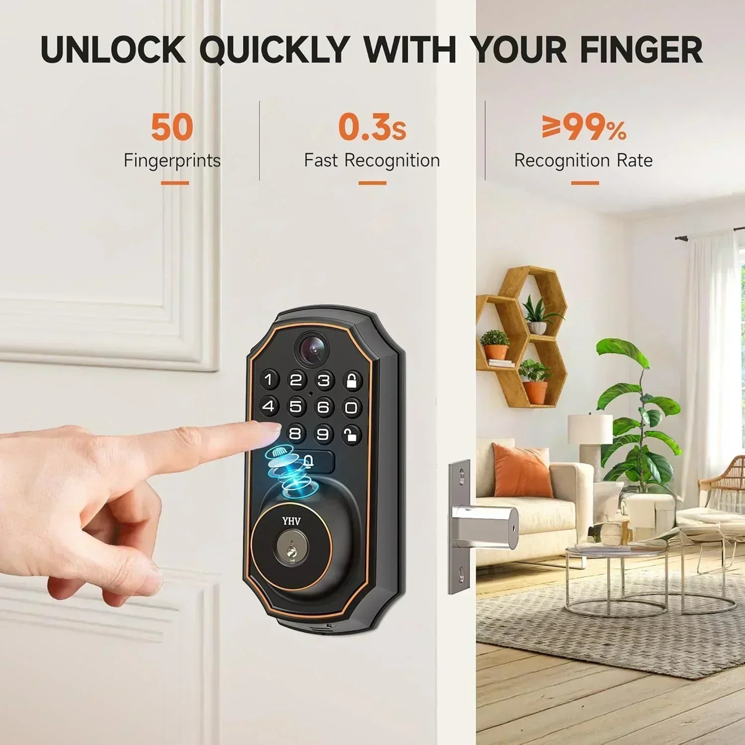 Keyless Entry Door Lock with Camera Fingerprint Smart Door Lock with App Remote Control wourant