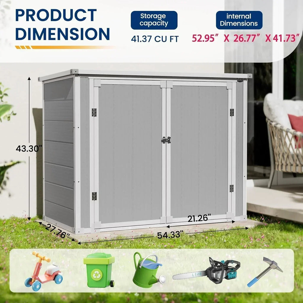Amopatio 41 Cu Ft Horizontal Outdoor Storage Shed Resin Trash Can Storage Resin Shed Garden Tools wourant