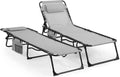 Unovivy Outdoor Chaise Lounge Chairs Portable Folding Pool Lounge Chair with Reclining Back wourant