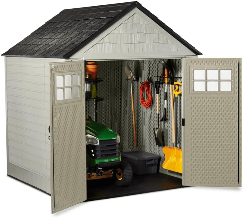Rubbermaid Resin Outdoor Storage Shed With Floor Weather Resistant Gray Organization for Home wourant