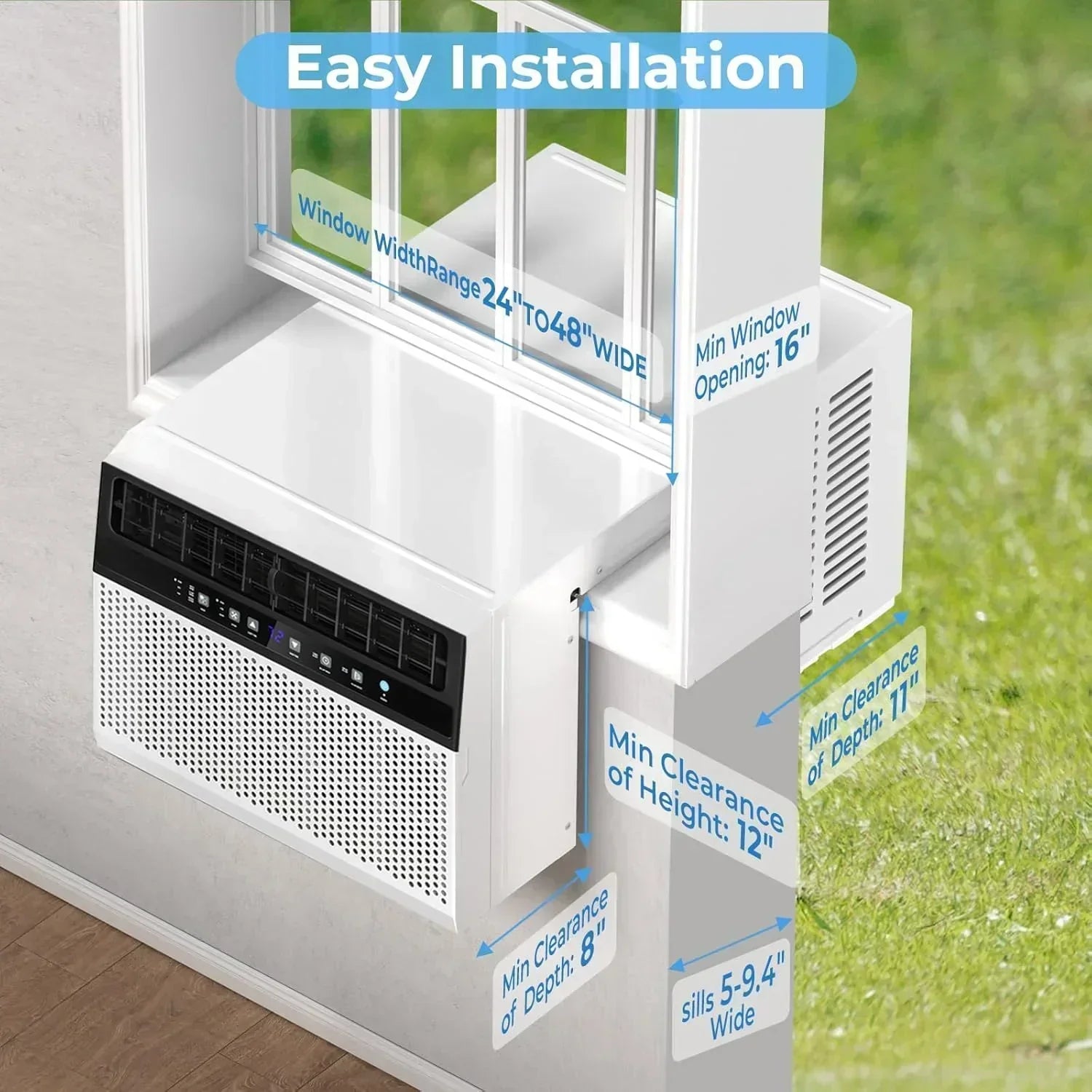 U-Shaped Window Air Conditioner 12000BTU Window AC Unit Cools up to 550 sq. ft. 6 Modes wourant
