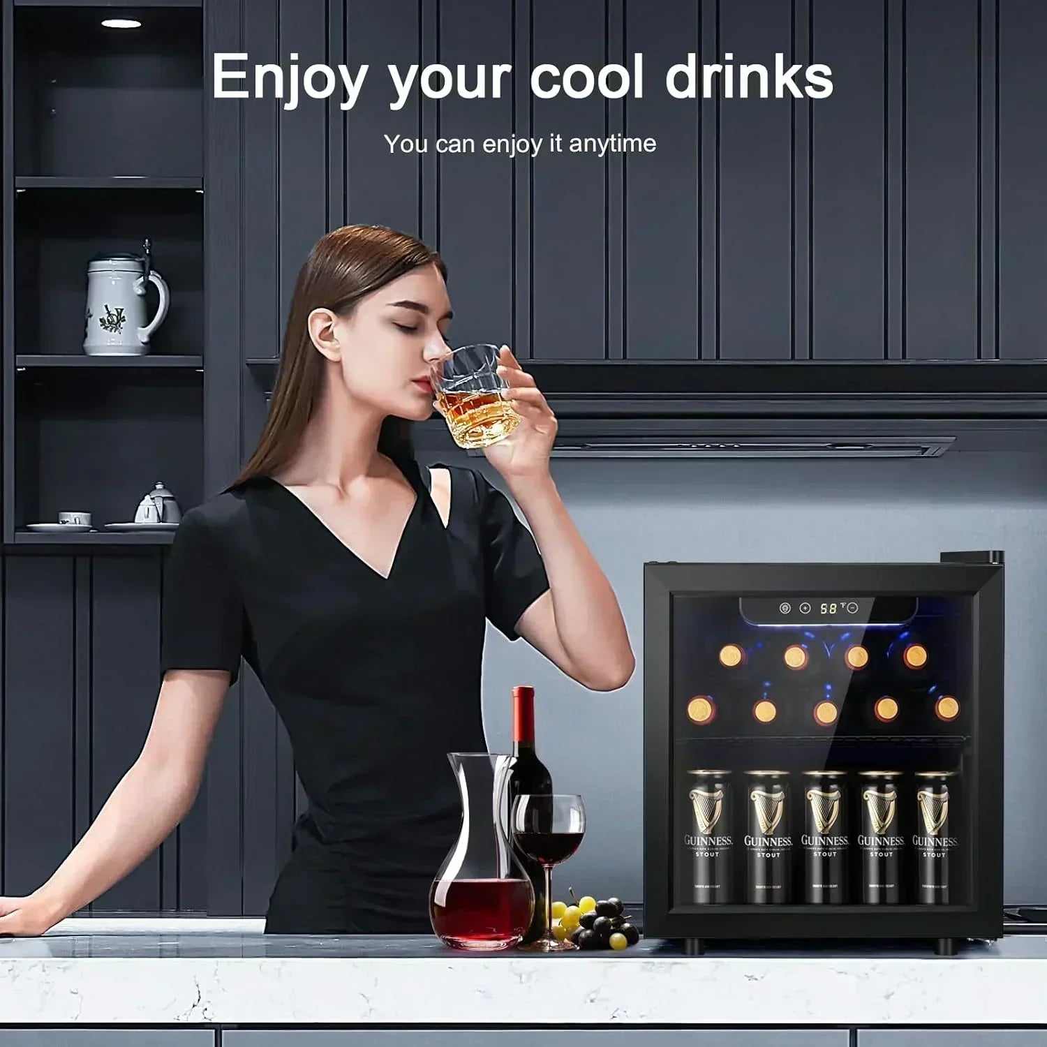 Antarctic Star 26 Bottle 130 Can Wine Cooler/Cabinet Beverage Refrigerator Cellar Beer Clear Glass wourant
