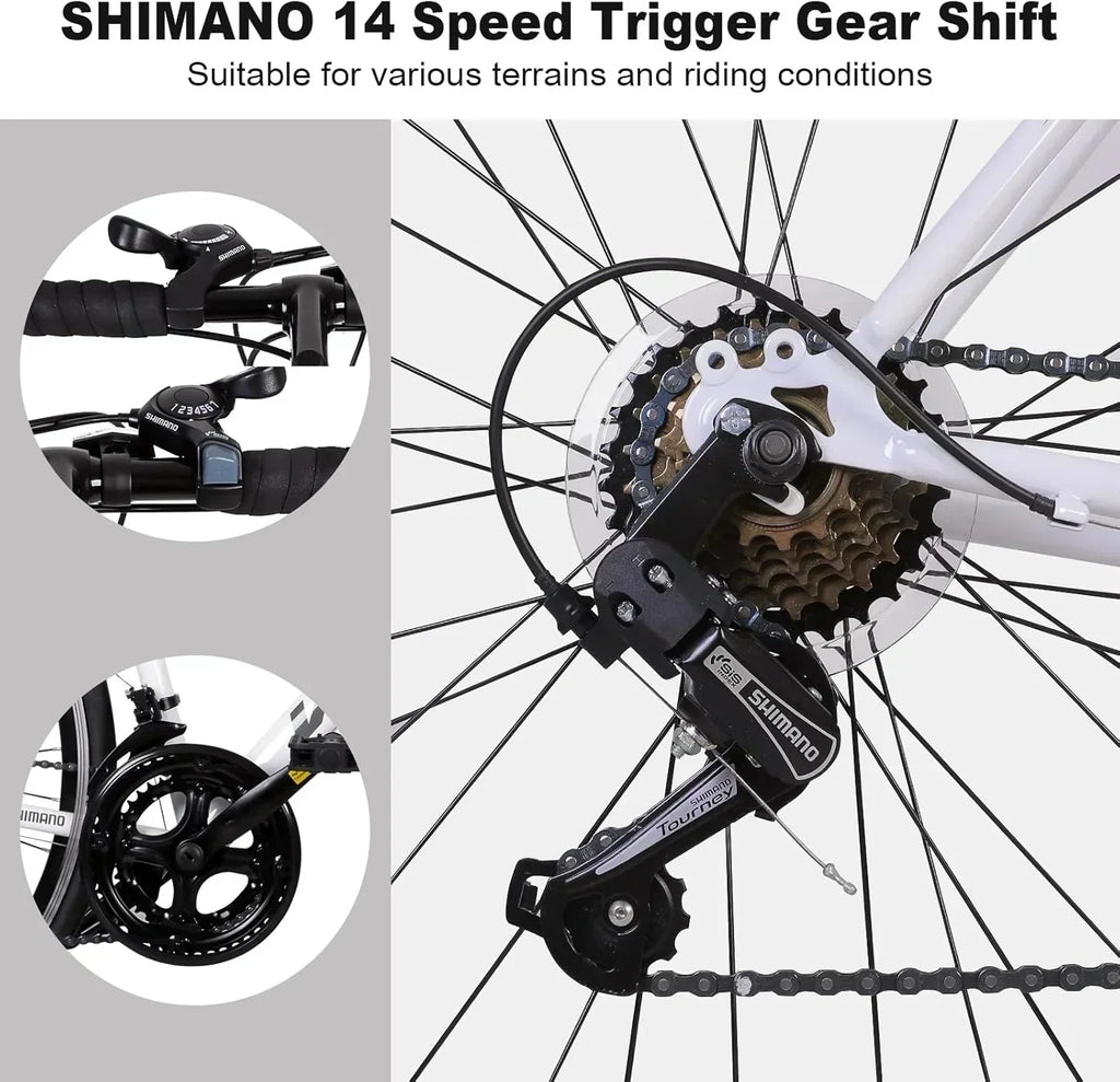 WEIZE Road Bike 700C Wheel City Commuter Bicycle Shimano 14 Speed Drop Bar Racing Adult Bike wourant