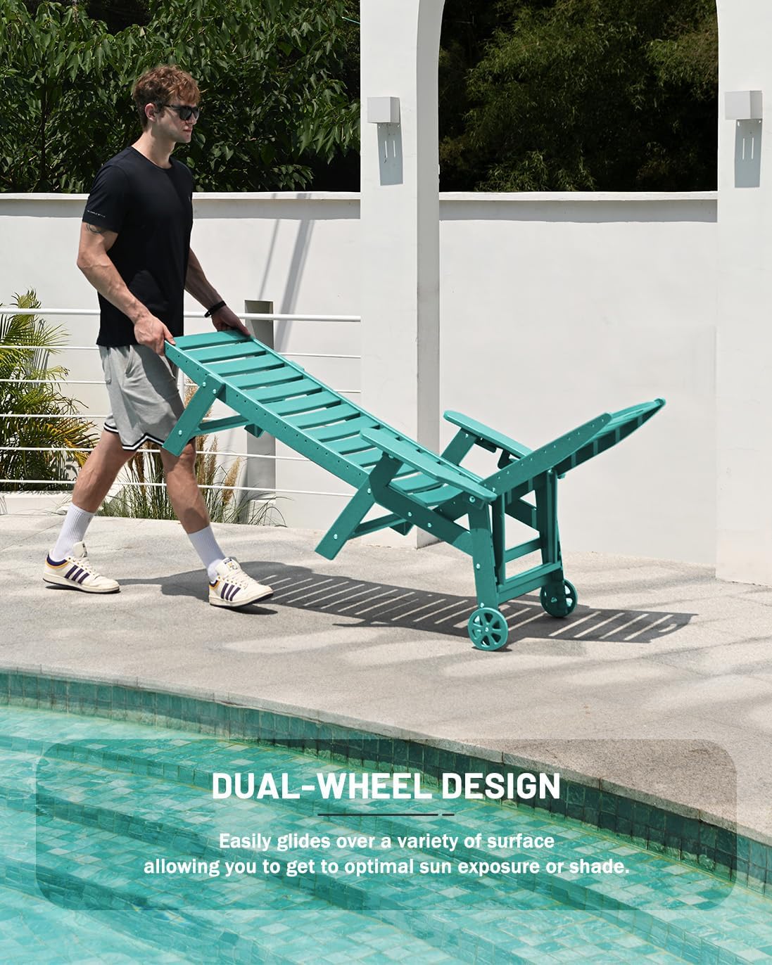 Lounge Chair Outdoor Chaise Lounge HDPE 6-Position Outdoor Chaise Lounge Patio Lounge Chair wourant
