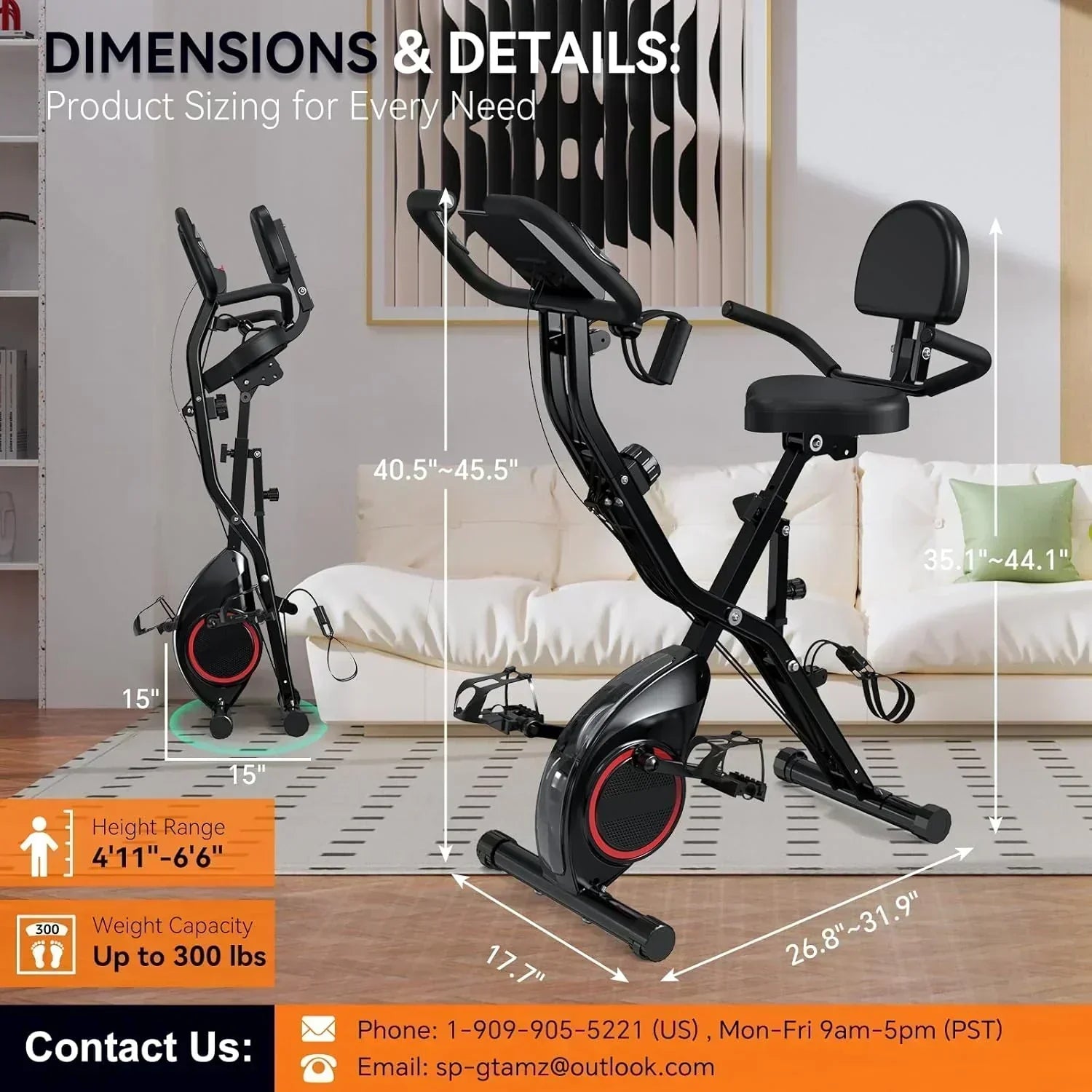 Foldable Exercise Bike Stationary Bikes  5 IN 1 Indoor Workout Cycling Bike Quiet Magnetic Resistance wourant