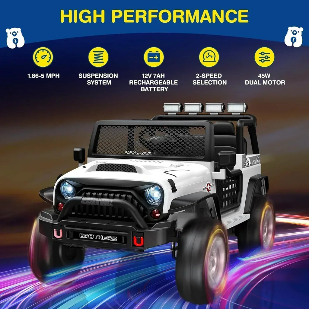 L8 Ride On Car 2 Seater 12V Kids Electric Car Remote Control 4-Wheel Suspension Bluetooth Speaker wourant