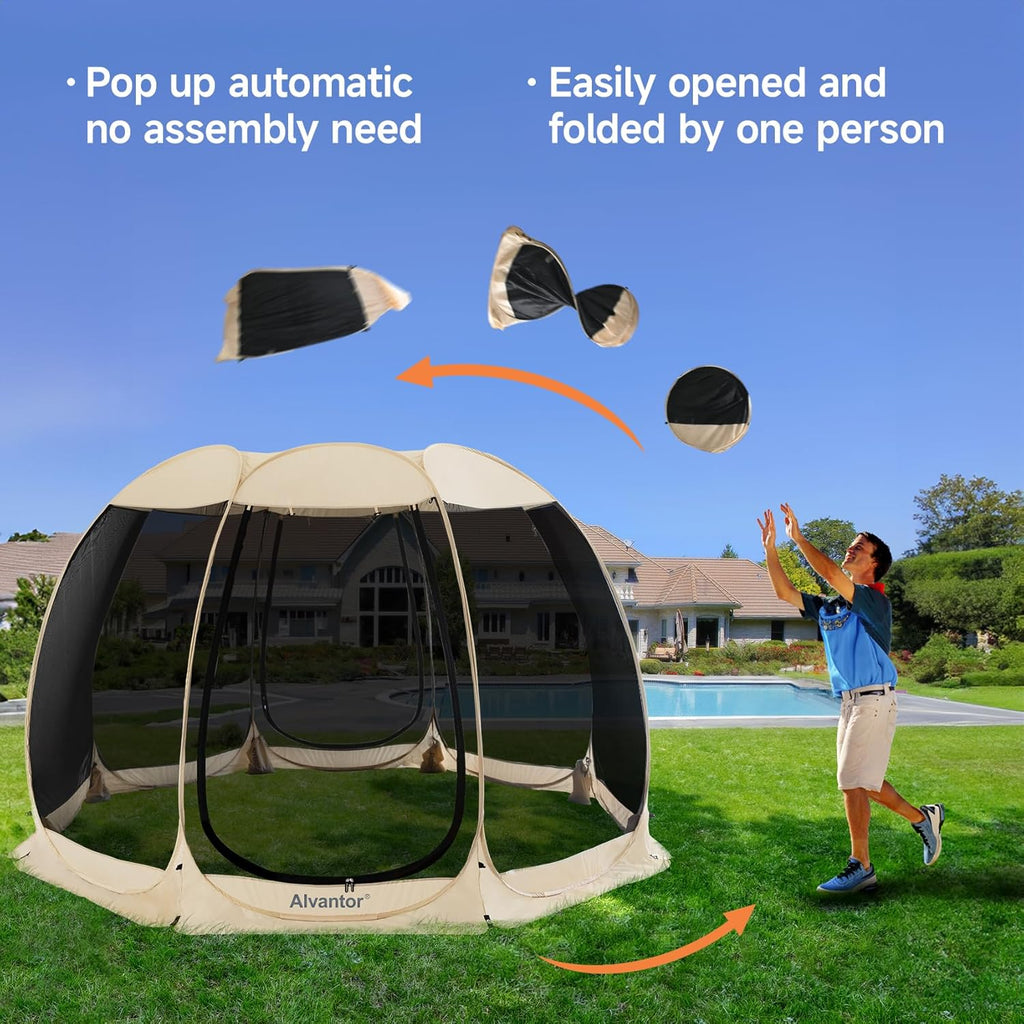 Screen gazebo sleeps 6-10-15 people Igloo-style canopy tent mosquito net on the sides Perfect wourant