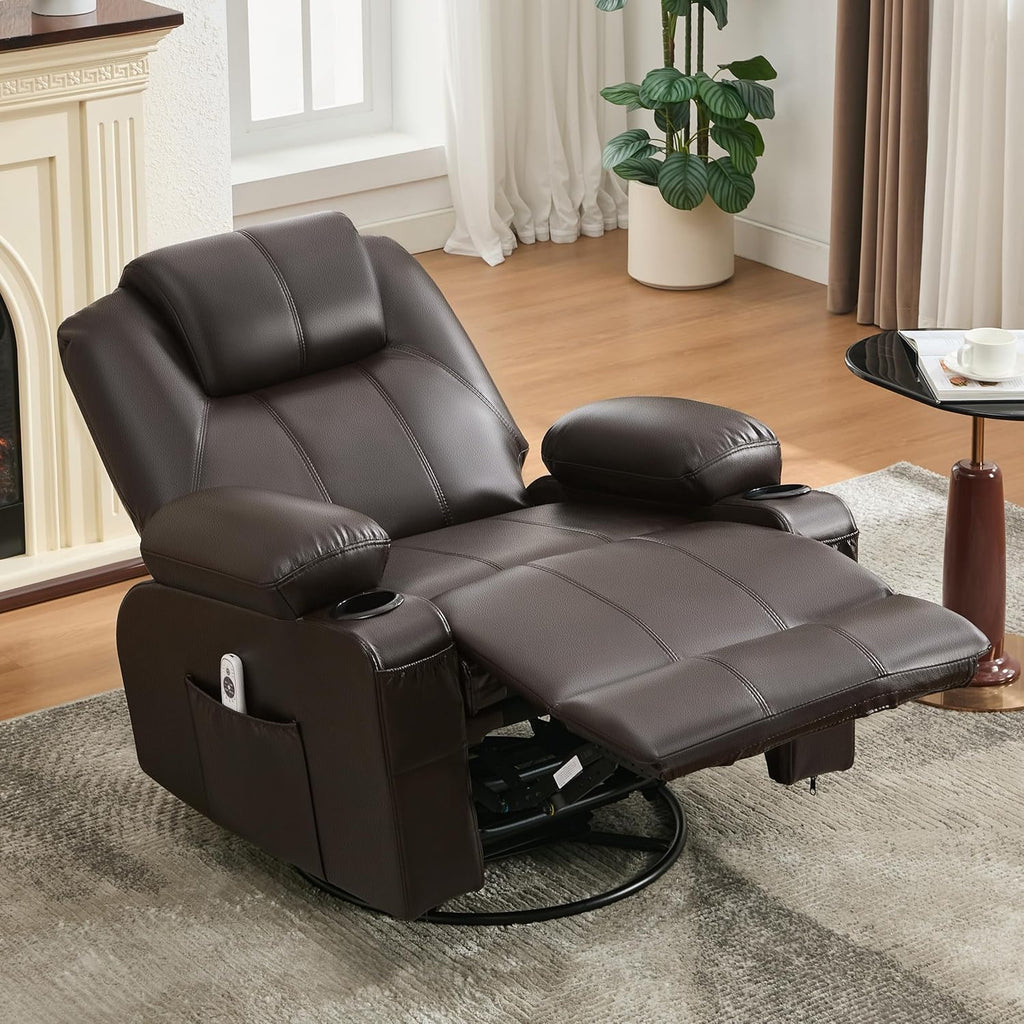 Large Swivel Rocking Recliner with Massage Function 360 Degree Swivel Rocking Single Sofa wourant