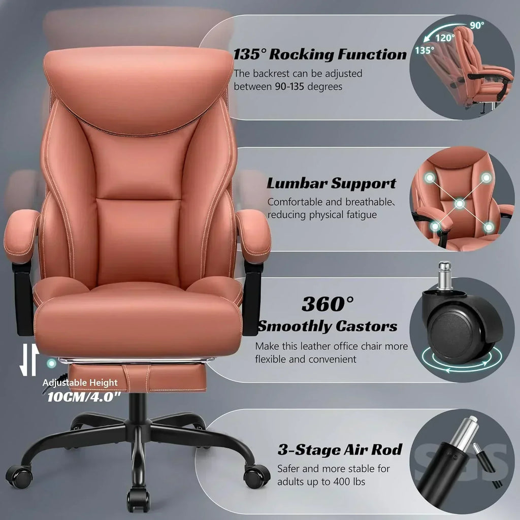 Office Chair Large High-Foot Computer Desk Chair Chair Lumbar Support Rotating Computer Chair wourant