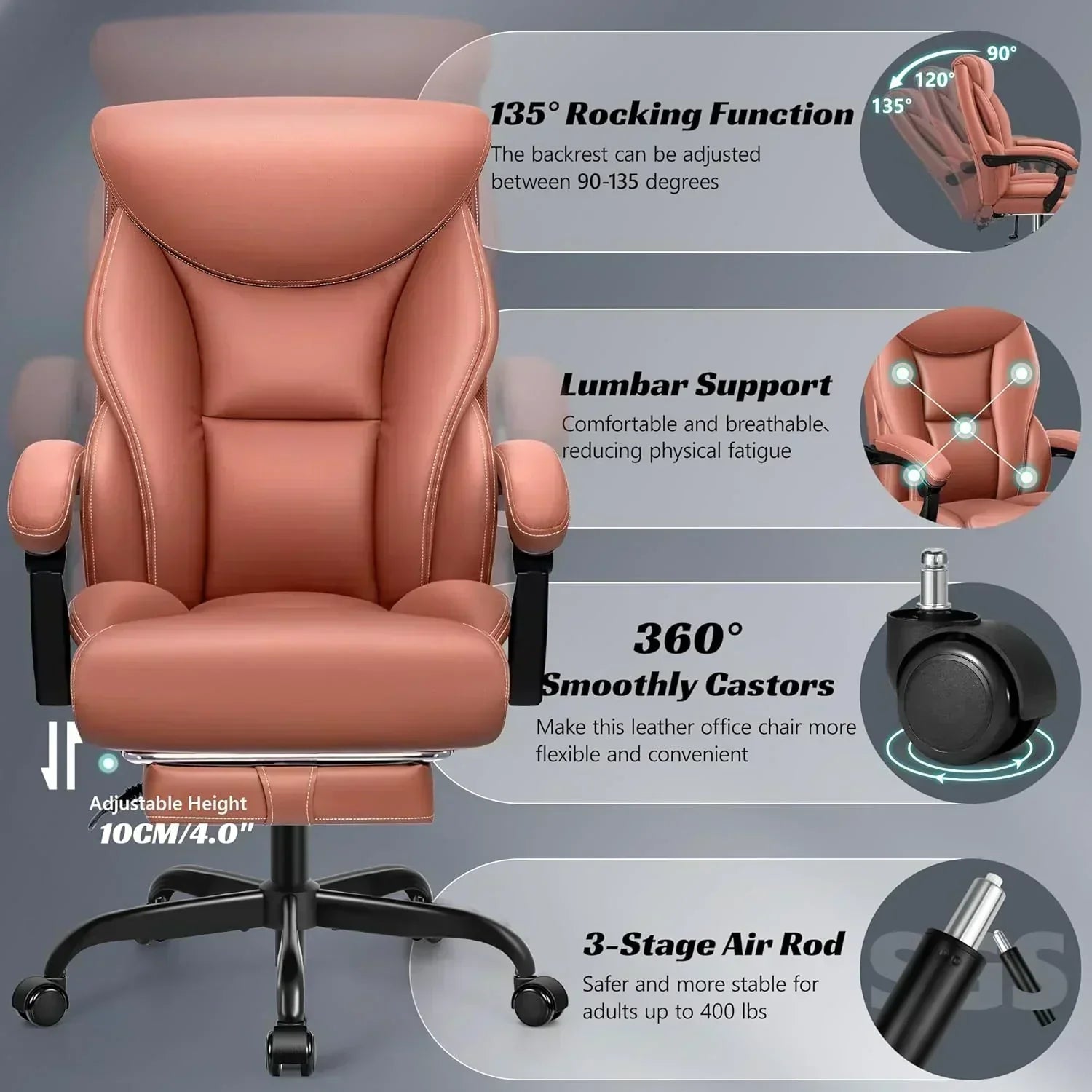 Office Chair Large High-Foot Computer Desk Chair Chair Lumbar Support Rotating Computer Chair wourant