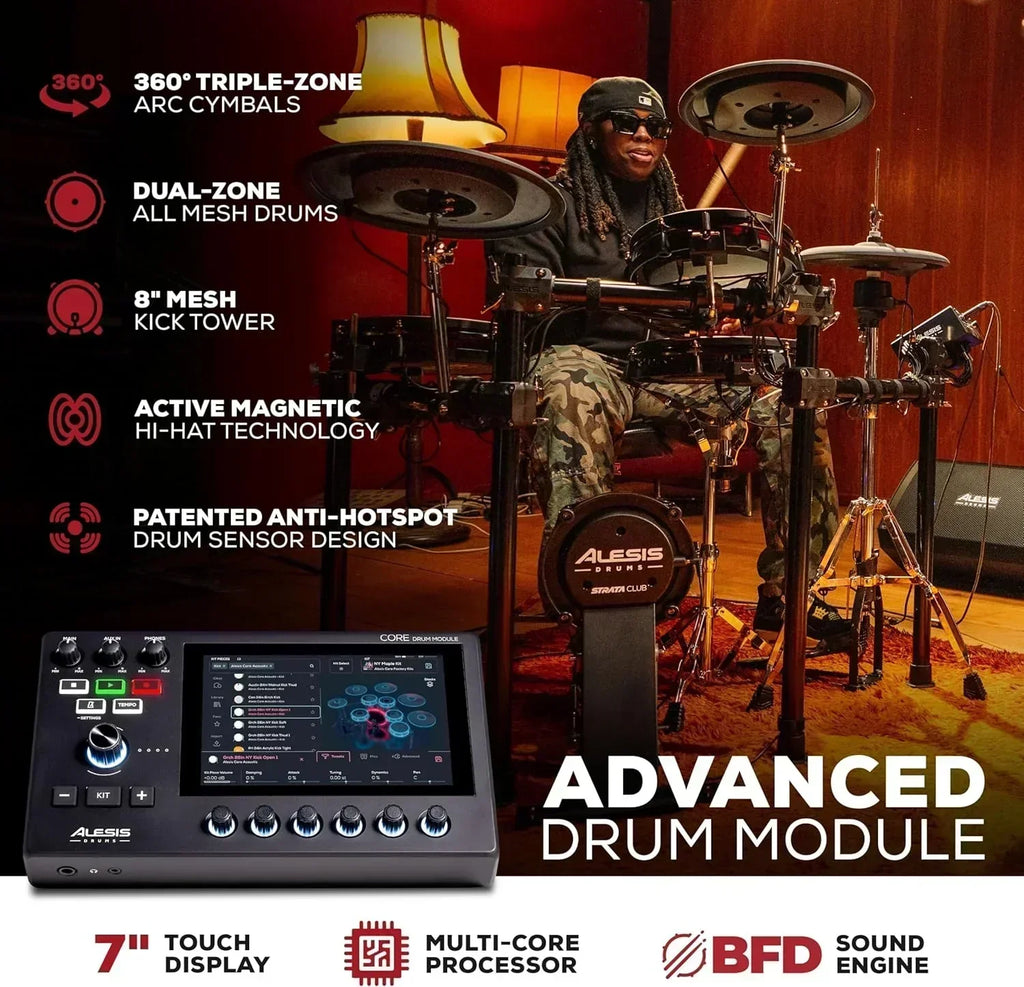 Alison Strata Prime Electronic Drum Set with Touch Screen Dual Area Grid Head wourant