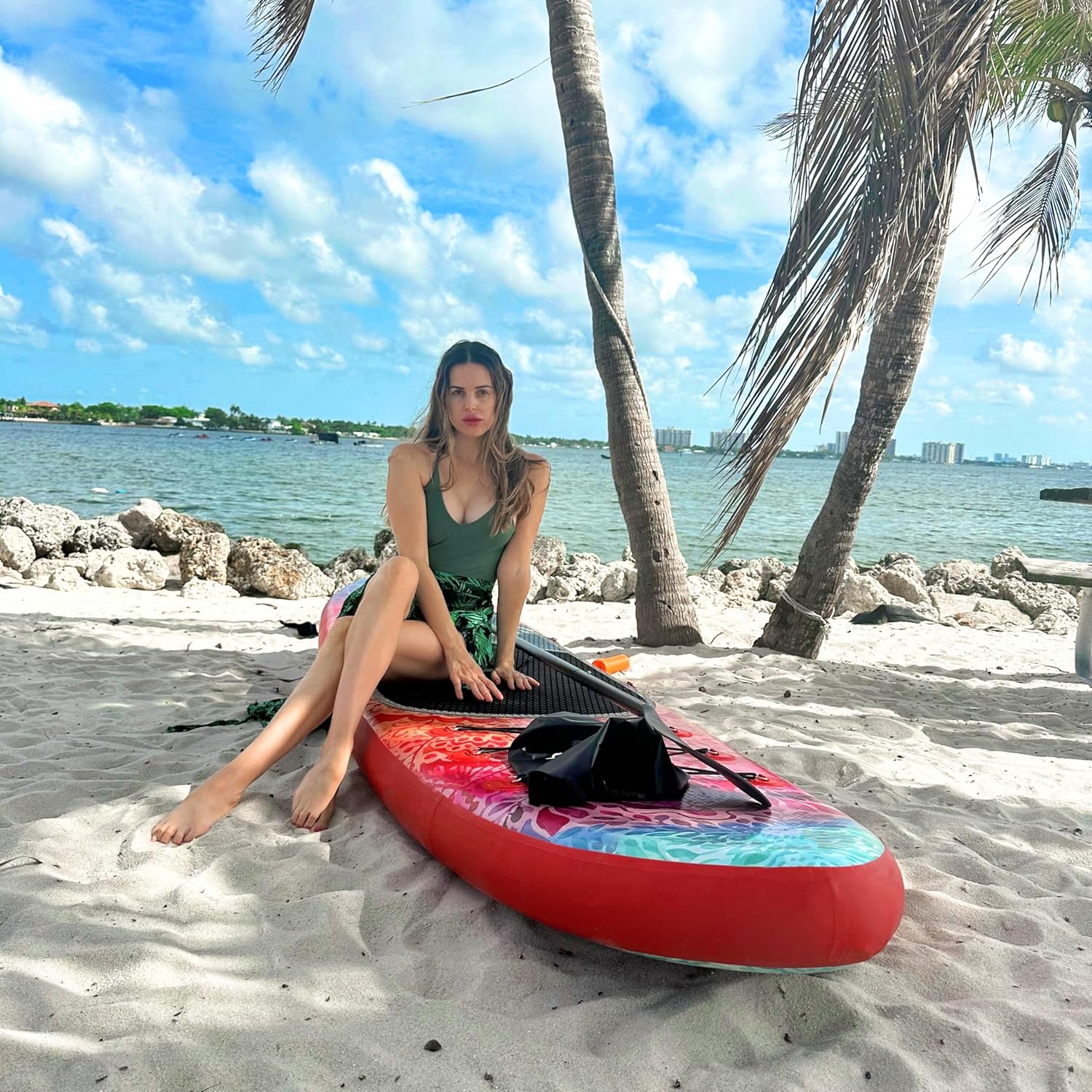 Inflatable wide SUP board with SUP carrying bag hand pump 10L waterproof bag wourant