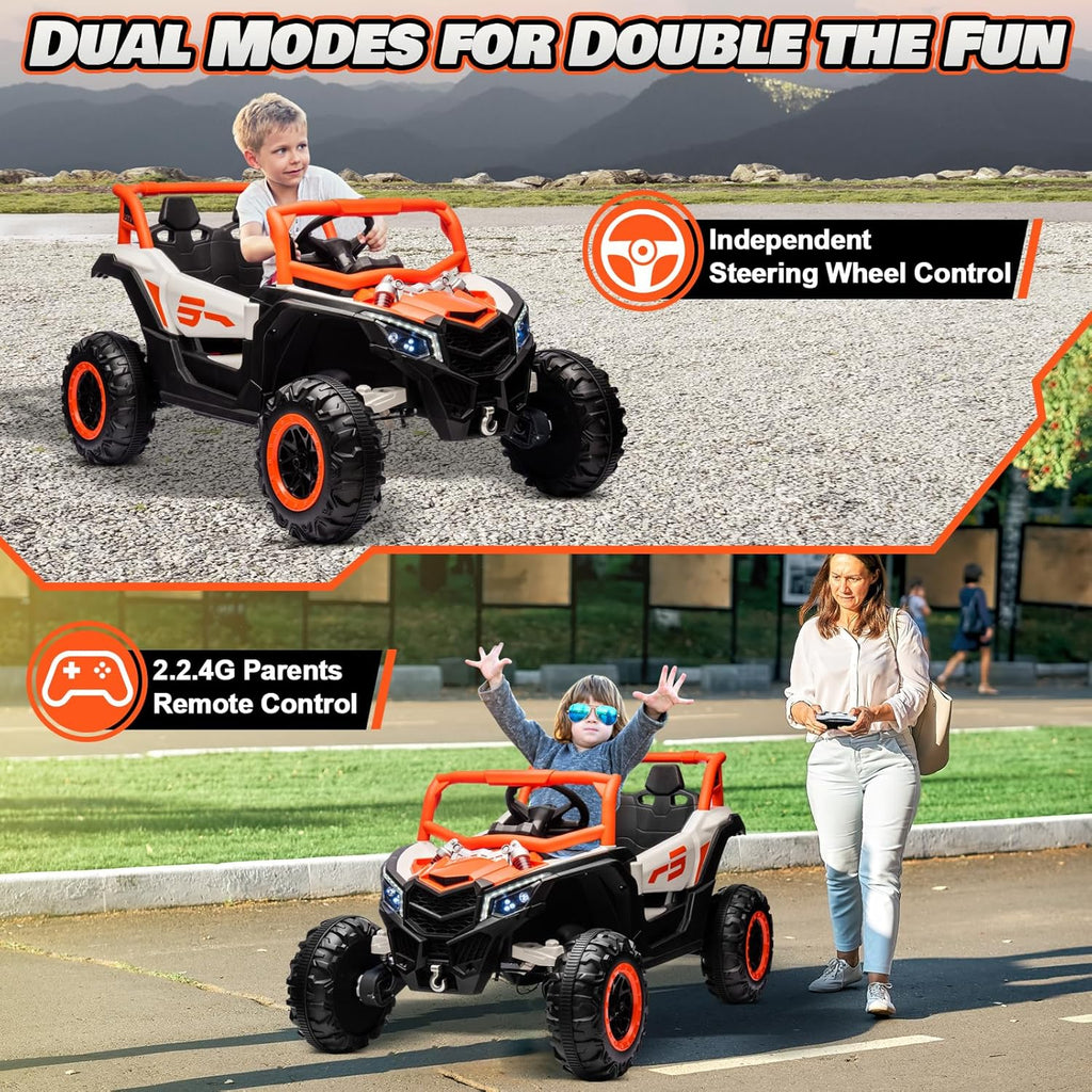 JOYRACER Kids Remote Control Car with 4 x 150W Motors Shock Absorbers Bluetooth MP3 Player wourant