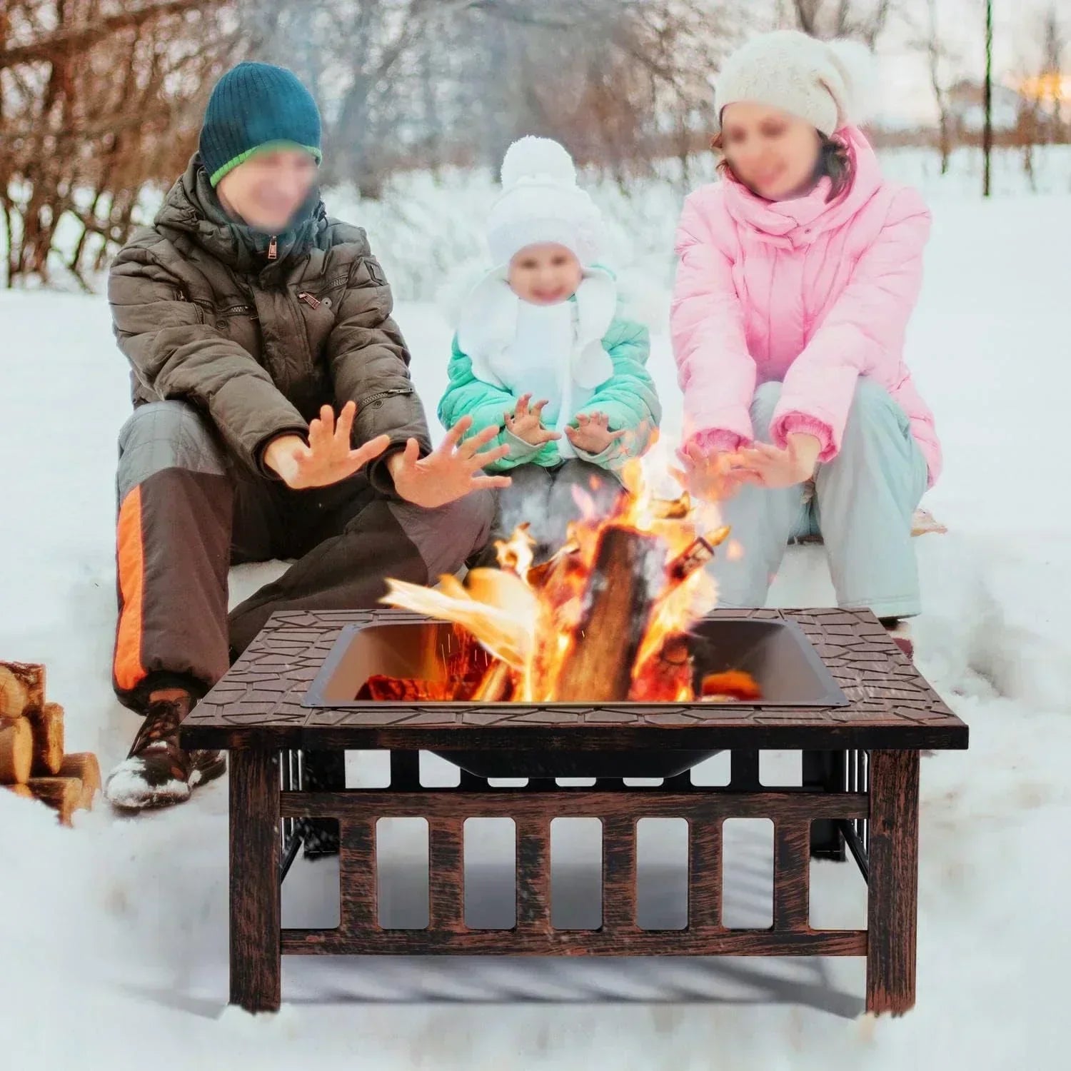 Yaheetech Multifunctional Fire Pit Table Square Metal Firepit Stove Backyard Patio Garden Fireplace wourant