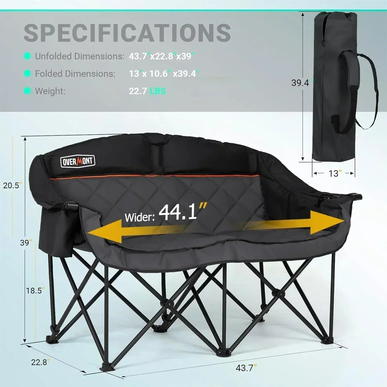 Extra Large Double Camping Chair 2 Person Comfortable Sofa Chair Adult Loveseat Lawn Chair wourant