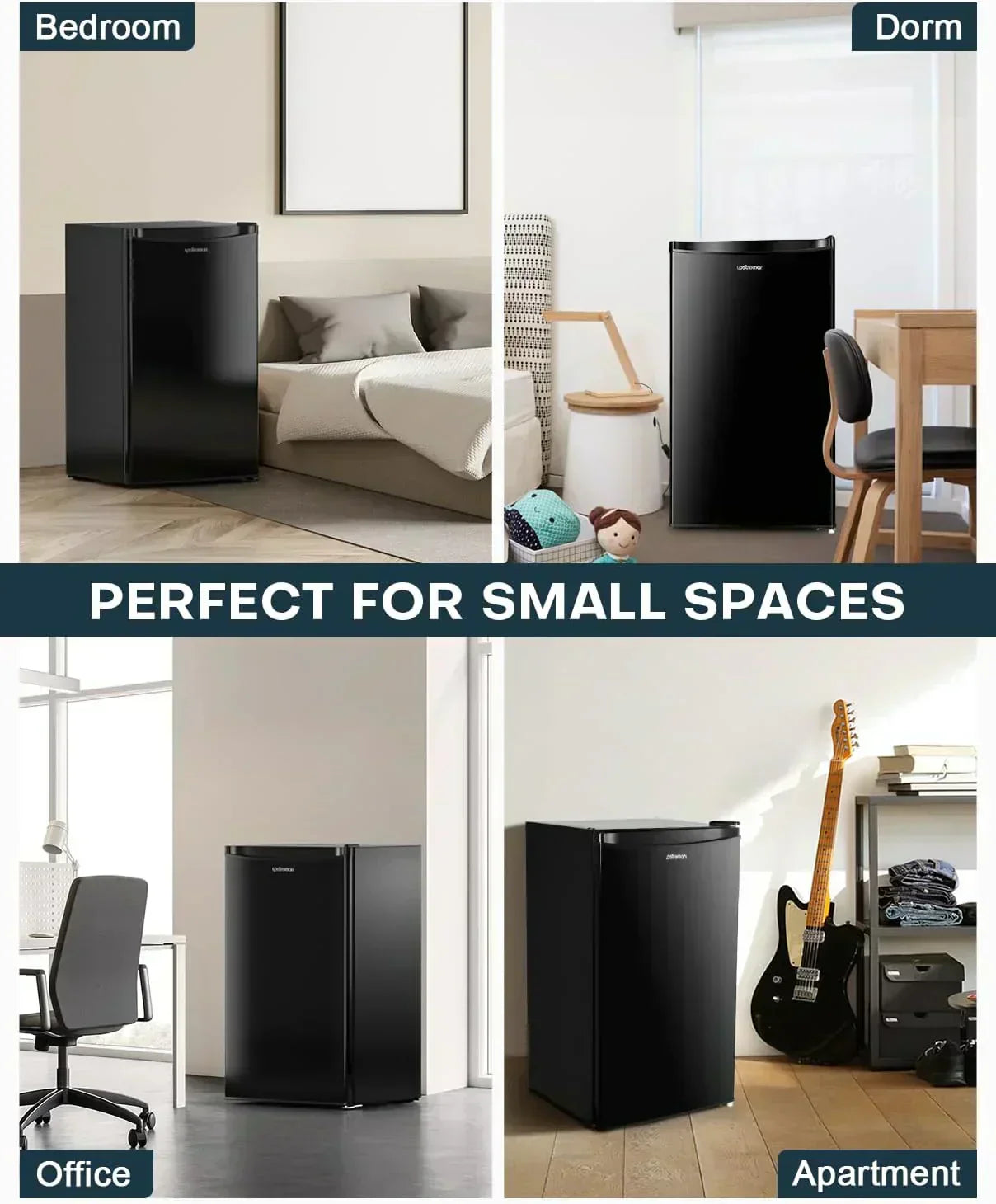 Upstreman 3.2 Cu.Ft Mini Fridge Freezer Single Door Fridge Dorm Fridge Adjustable Thermostat wourant