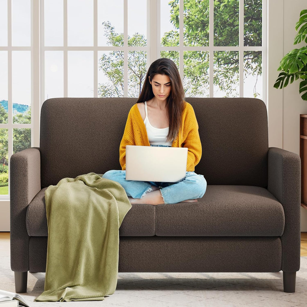 Loveseat Sofa 51" Love Seat Comfy Corduroy Small Loveseat Tool-Free Setup Couch wourant