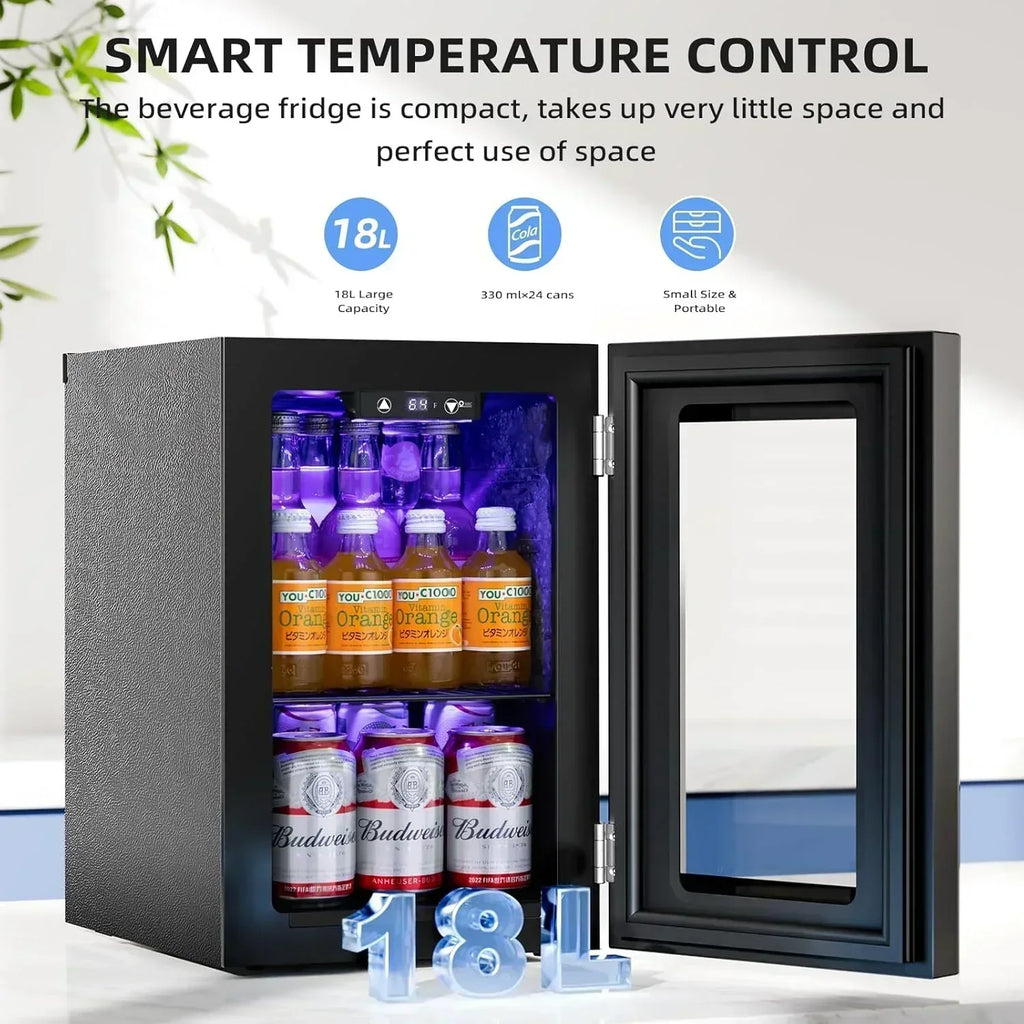 Antarctic Star Beverage Refrigerator Cooler 68 Can Mini Fridge with Glass Door for Beer Drinks Wine wourant