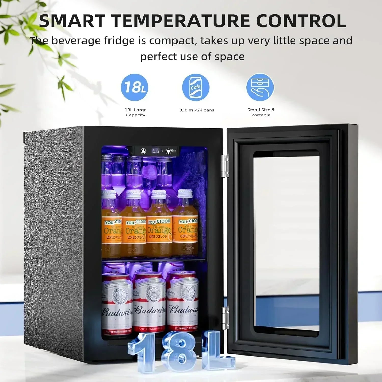 Antarctic Star Beverage Refrigerator Cooler 68 Can Mini Fridge with Glass Door for Beer Drinks Wine wourant
