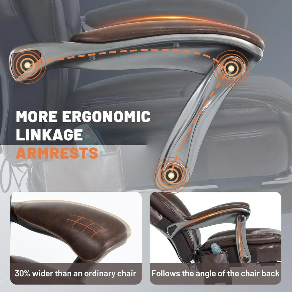 Massage Office Chair with Heating and Footrest Ergonomic Executive Reclining Office Chair wourant