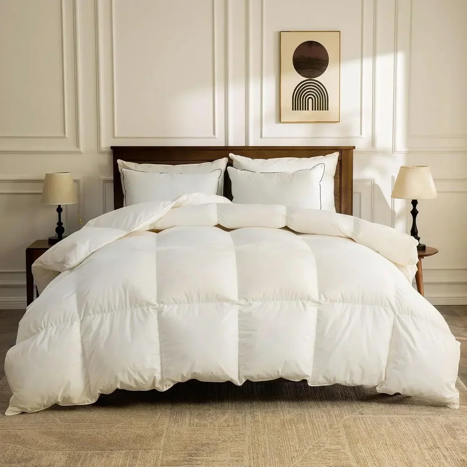 Organic down comforter queen size fluffy down core 100% cotton cover fluffy down filling wourant