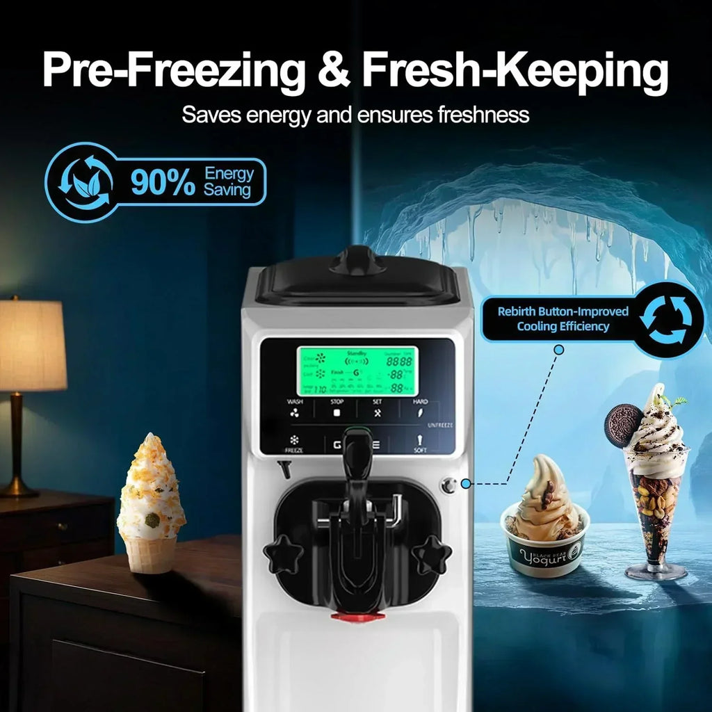 Soft Serve Ice Cream Machine 3.2 Gallons Ice Cream Maker Machine Single Flavor Ice Cream Machine wourant