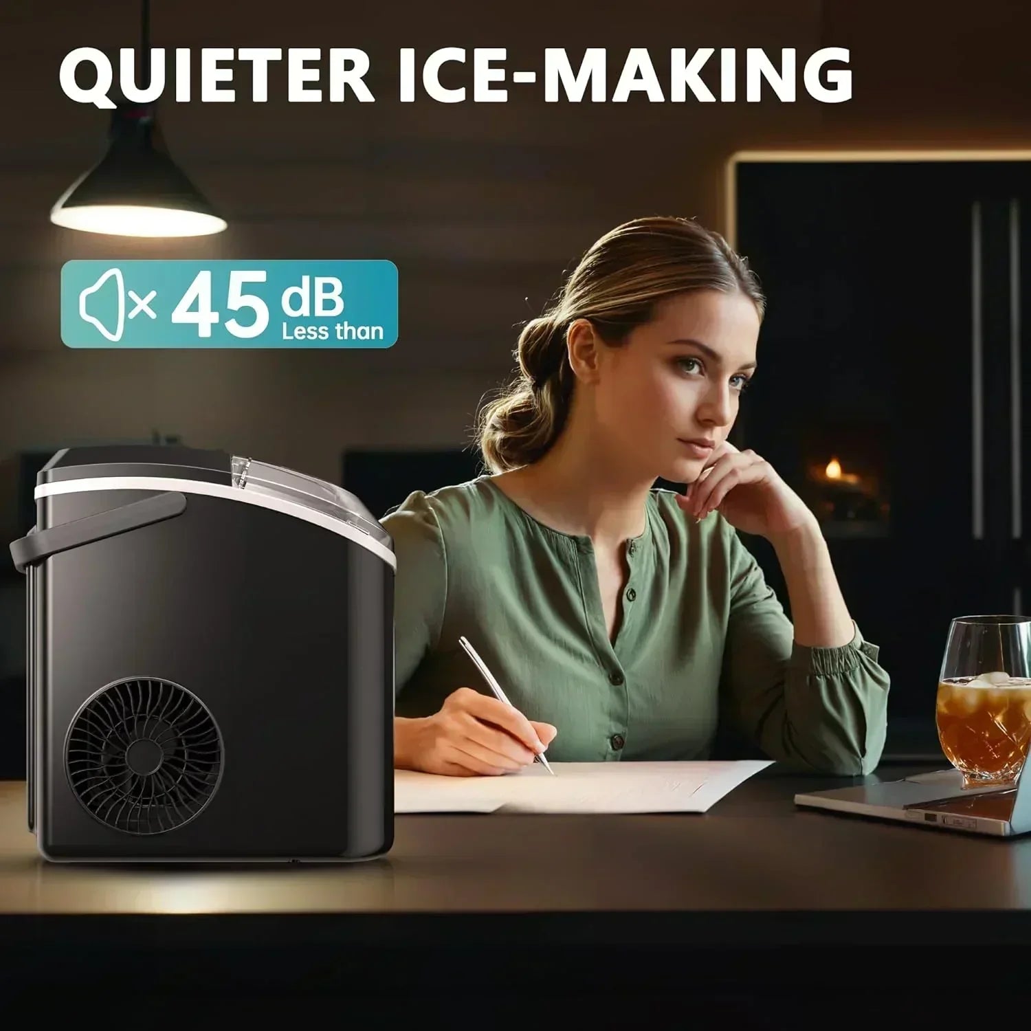 EUHOMY Nugget Ice Maker Countertop with Handle Ready 34lbs Per Day Removable Top Cover wourant