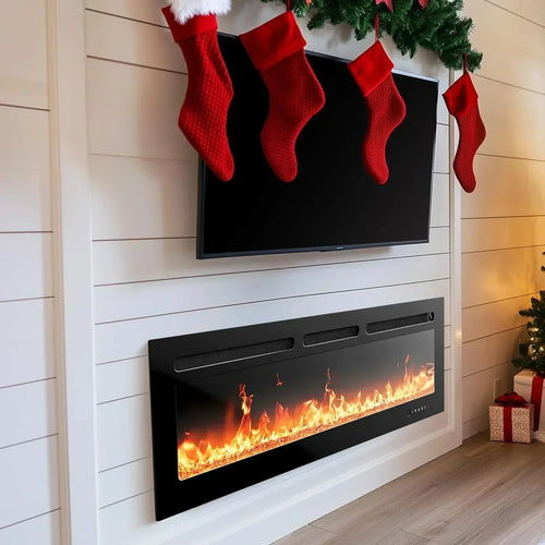 50" Smart Electric Fireplace 5300 BTU Heat Output Wall-Mount Built-In Electric Fireplace wourant