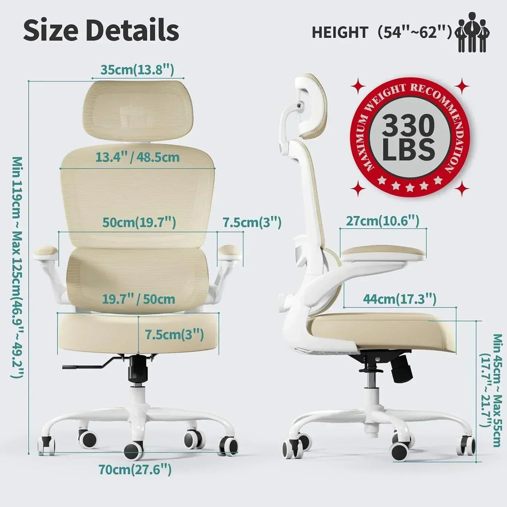 Office Chair Ergonomic Desk Chair 330 lbs Home Mesh Desk Chair Comfortable Gaming Chair wourant