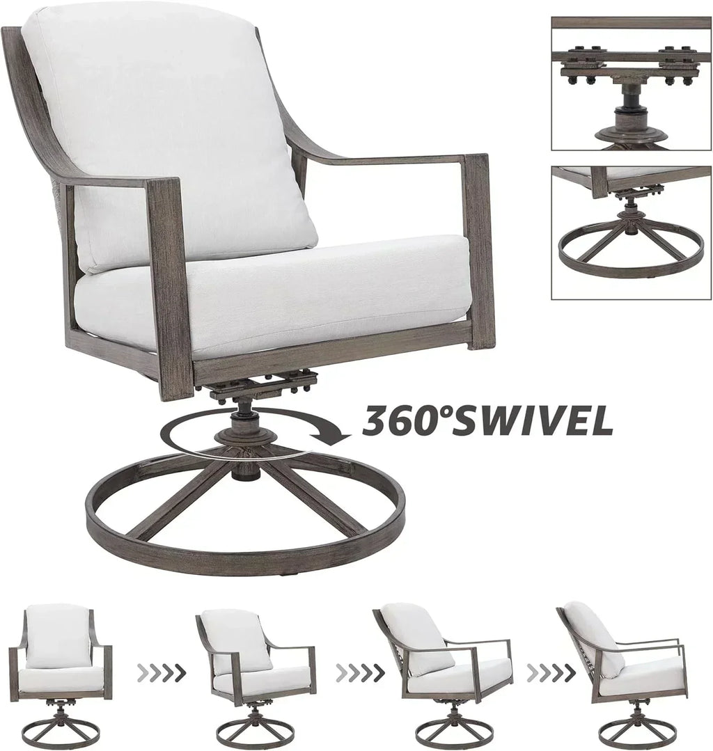NATURAL EXPRESSIONS 5-Piece Outdoor Patio Dining Set 4pcs Patio Swivel Rocking Chairs wourant