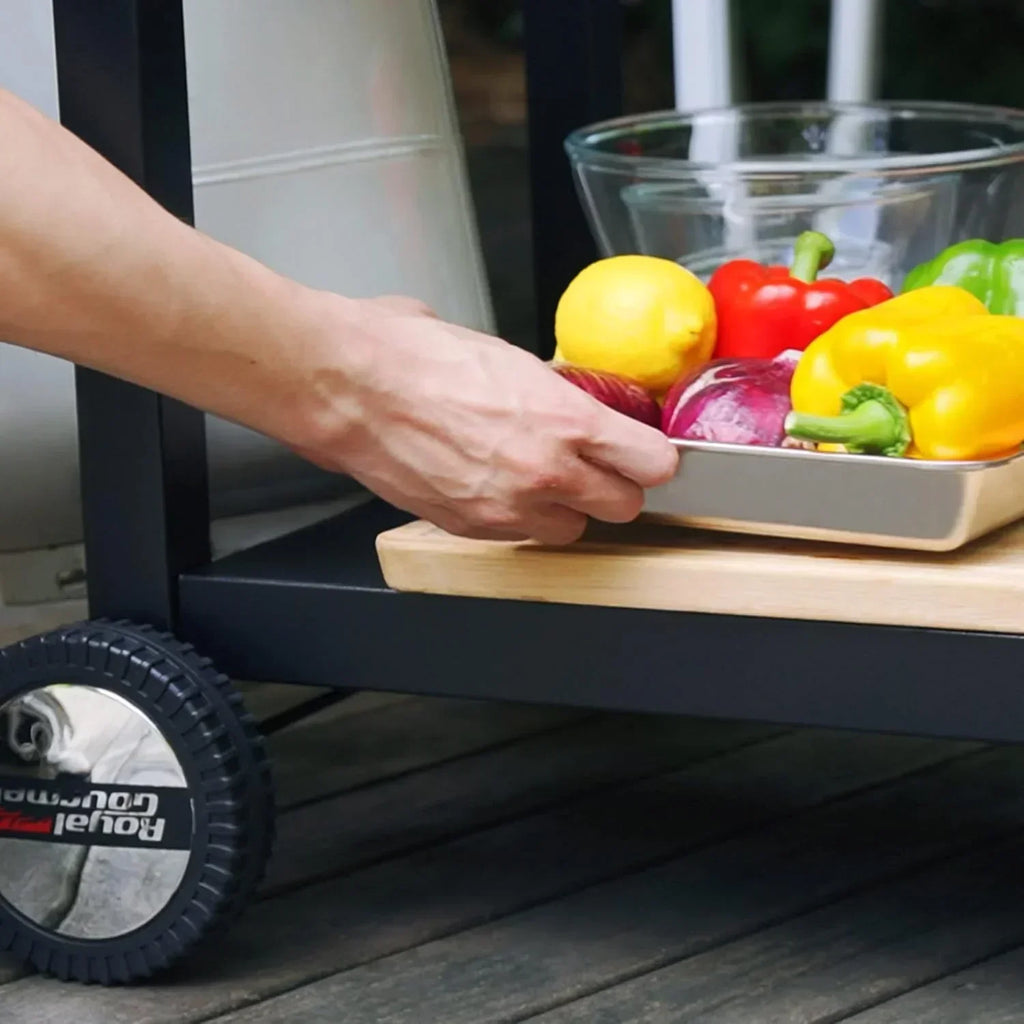 Royal Gourmet Dining Cart Table with Double-Shelf Movable Stainless Steel Flat Top Grill Cart wourant