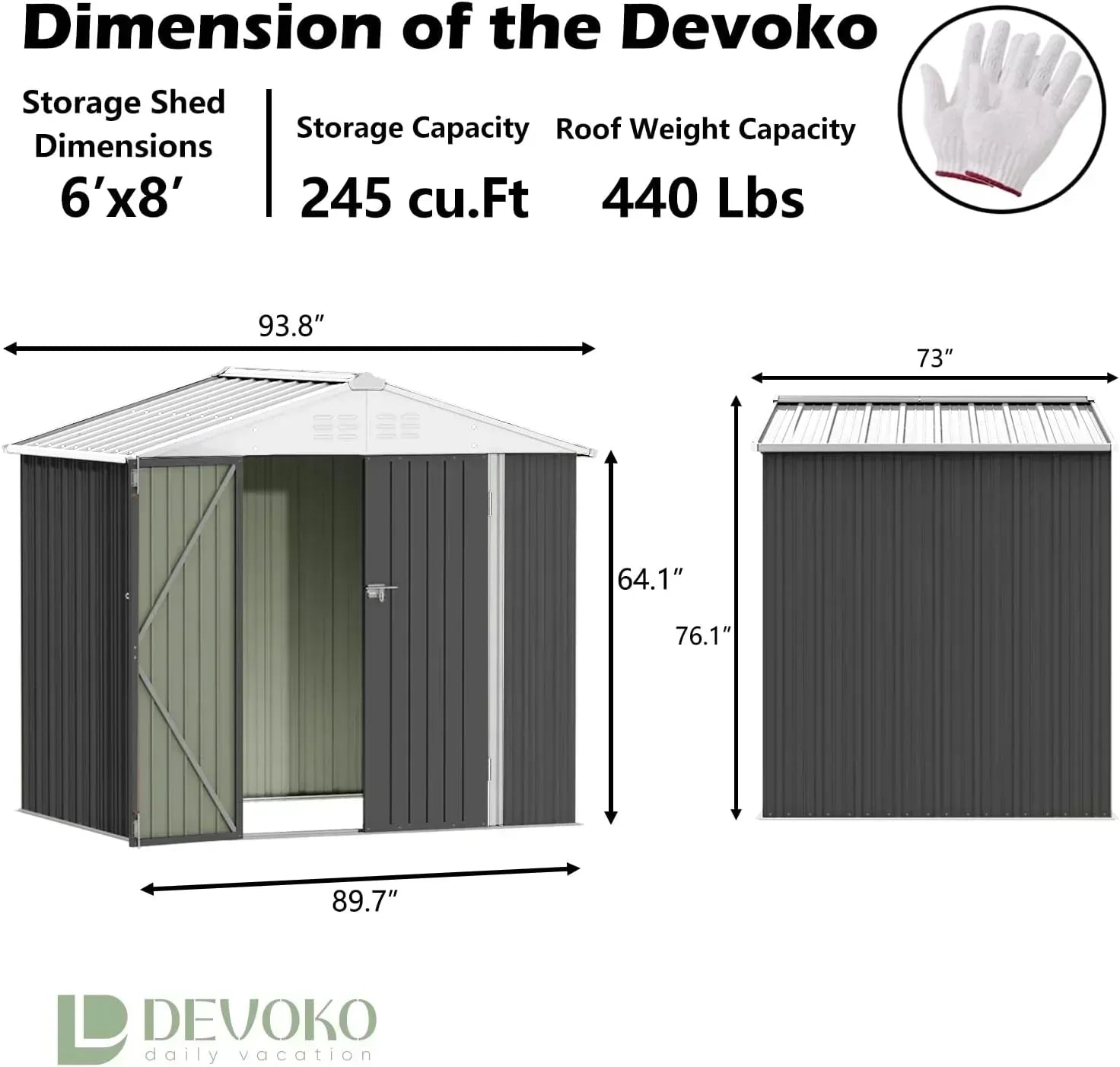 Devoko Outdoor Storage Shed Lockable Metal Garden Shed Steel Anti-Corrosion Storage House wourant