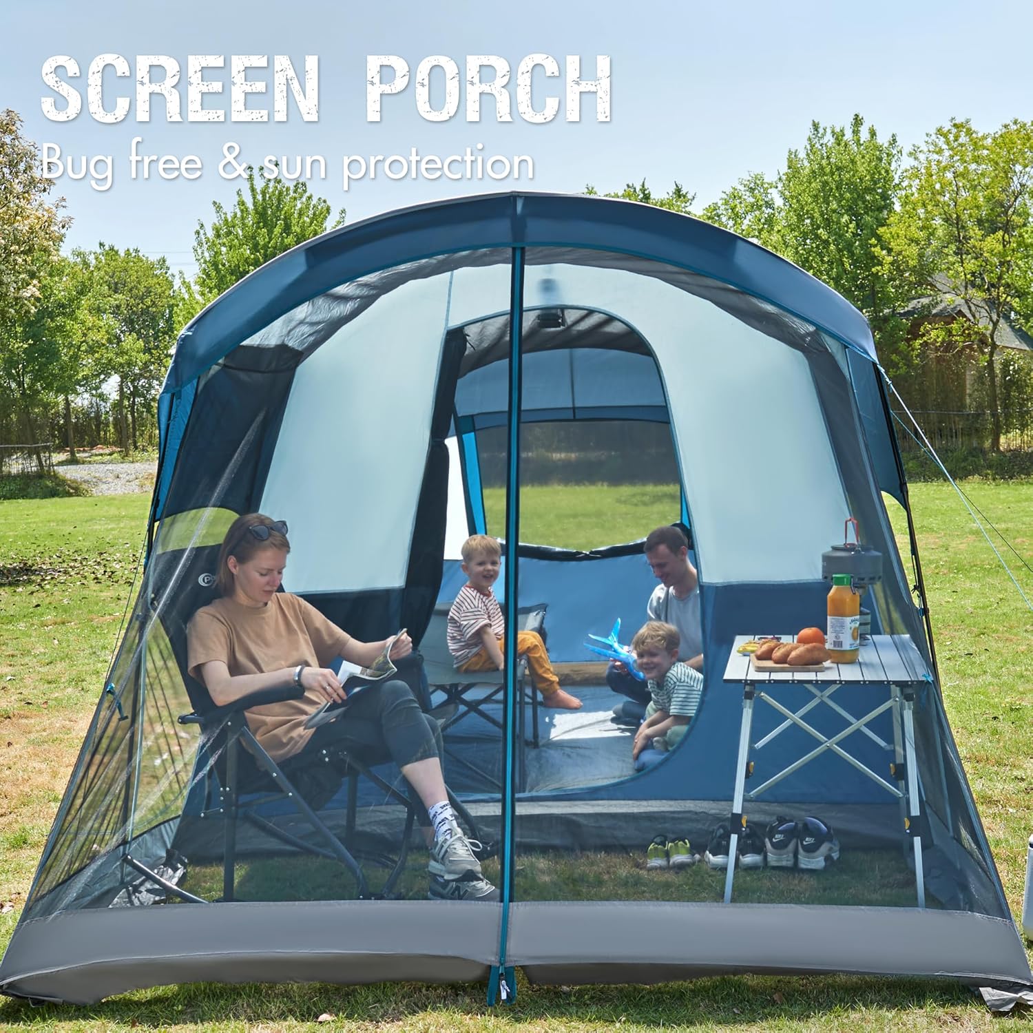 PORTAL 6/8/10 Person Family Camping Tent with Screen Room Water Resistant Big Tunnel Tent wourant