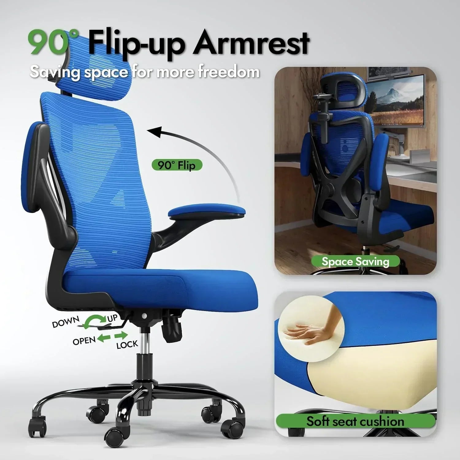 Office computer desk and chair gaming chair with lumbar support and headrest wourant