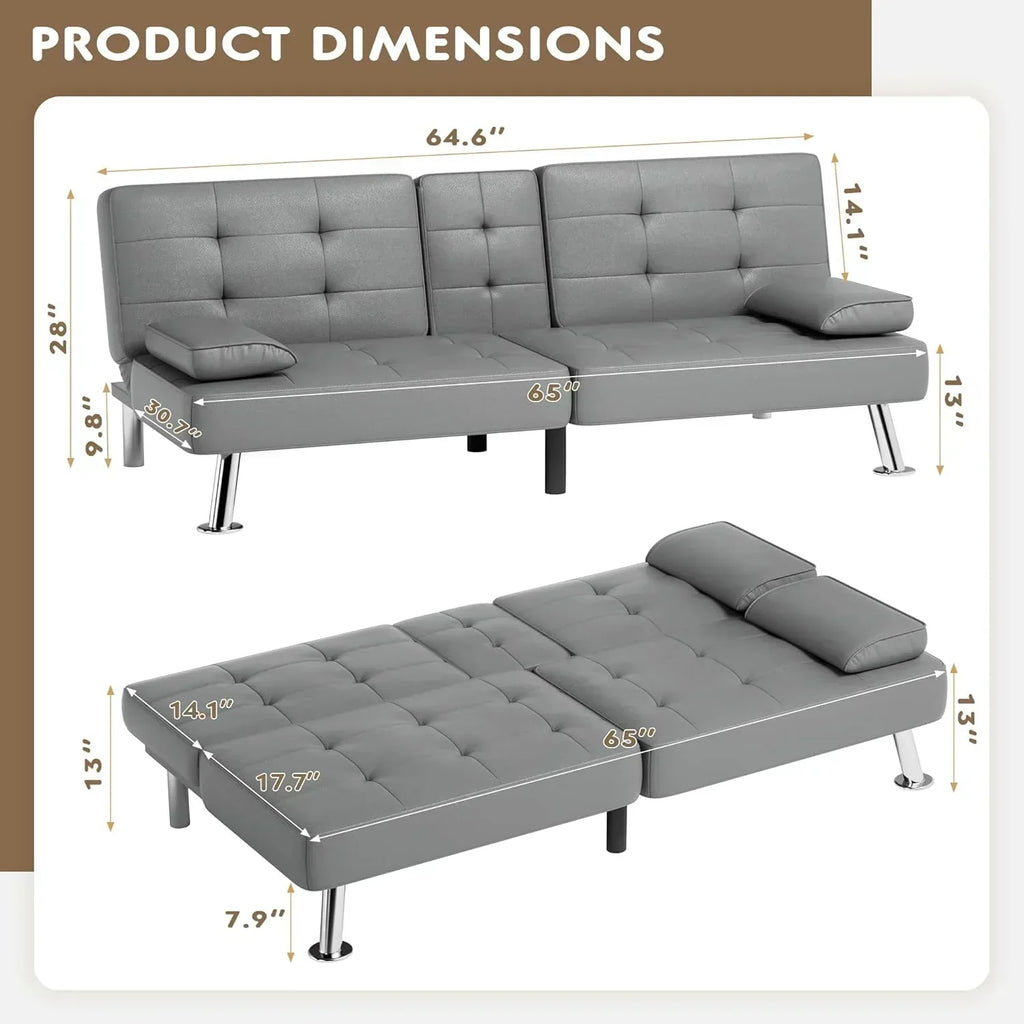 Homall Futon Sofa Bed Leather Futon Couch with Armrests Adjustable Recliner Sleeper Sofa Bed wourant