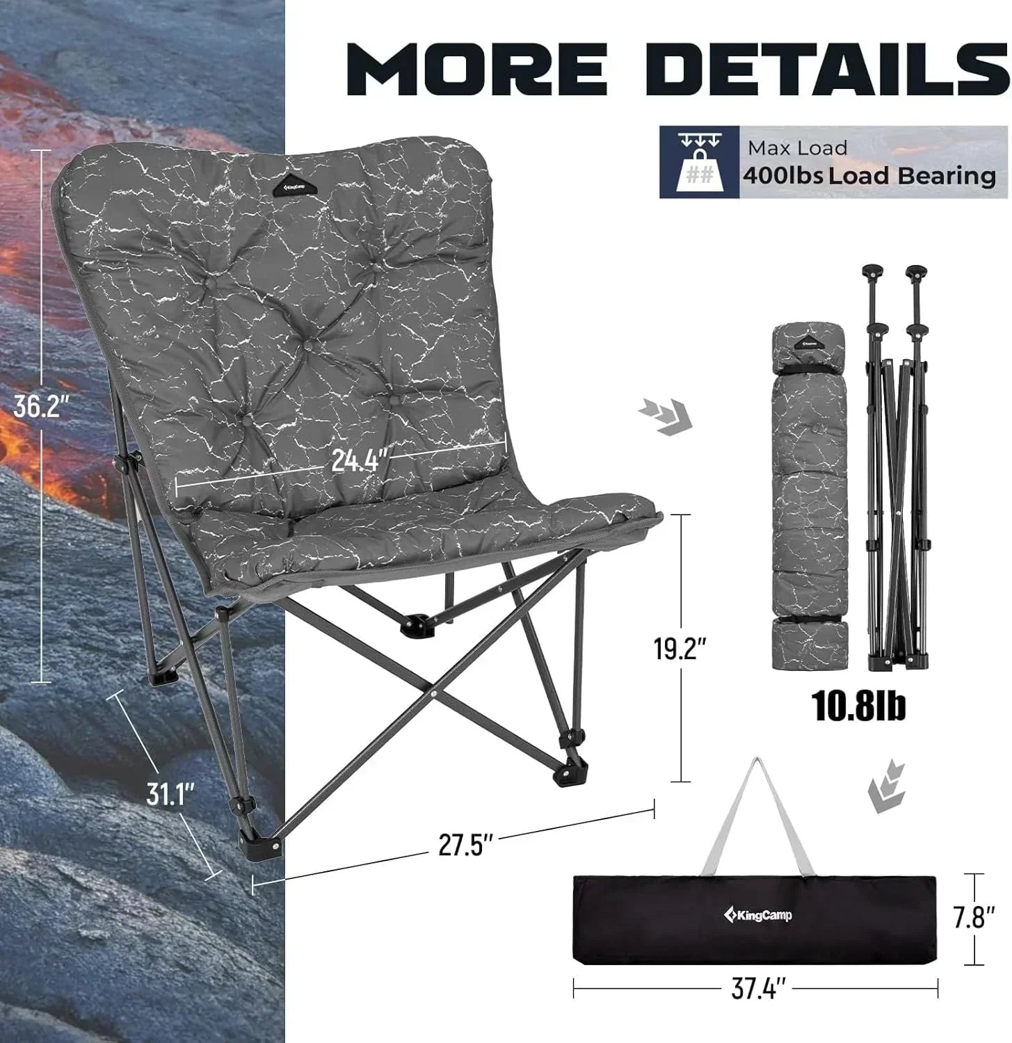 Butterfly chair extra large thick comfortable camping chair portable folding chair heavy duty seat wourant