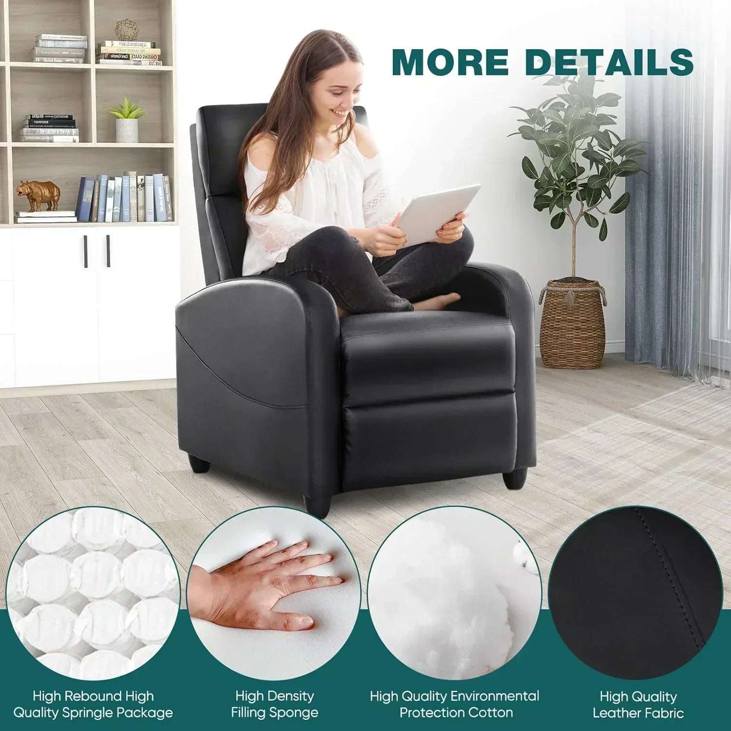 Swivel high-back rocking chair with footrest padded glider baby chair with comfortable deep seat wourant